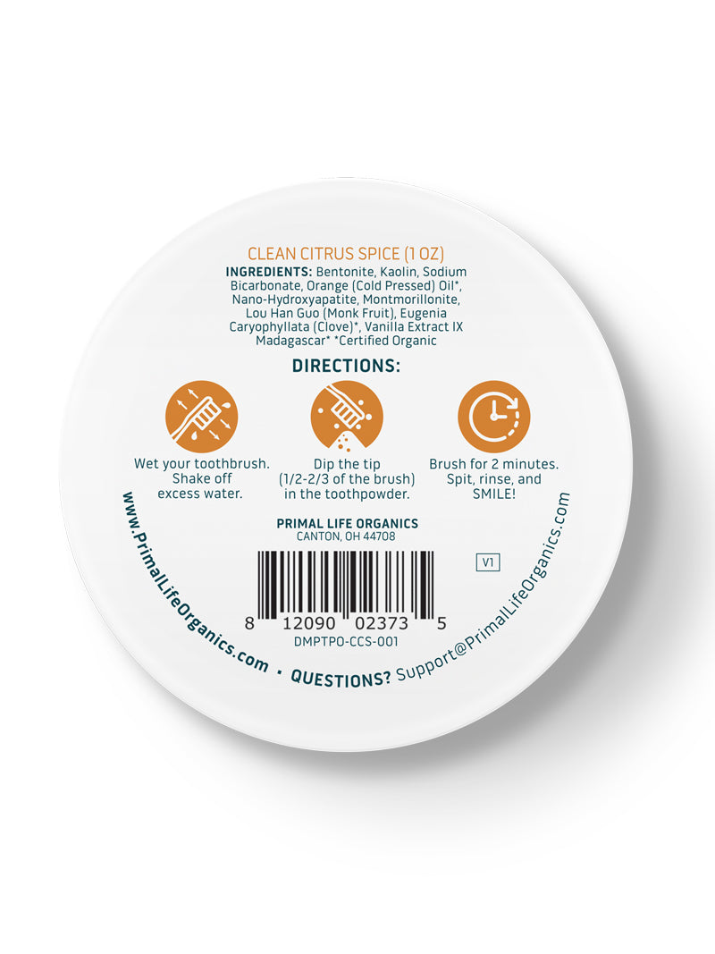 Toothpowder / Powdered Mineral Toothpaste by Primal Life Organic II LLC