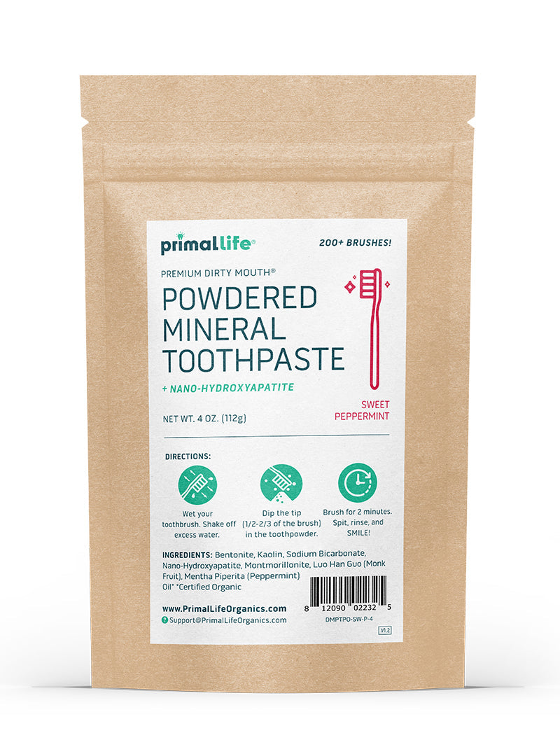Toothpowder / Powdered Mineral Toothpaste by Primal Life Organic II LLC
