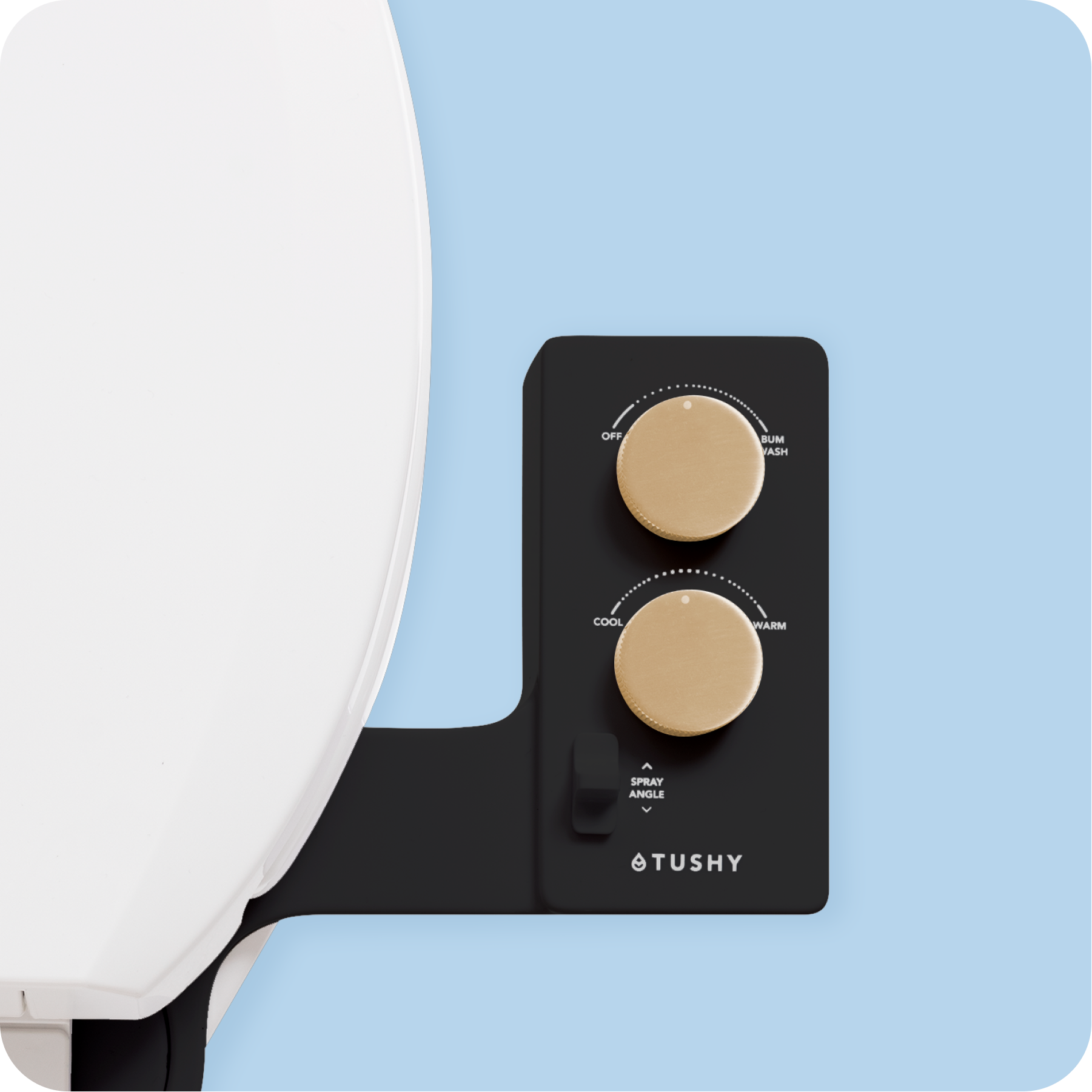 Tushy Spa 3.0 Black/Gold - a warm water bidet attachment by TUSHY