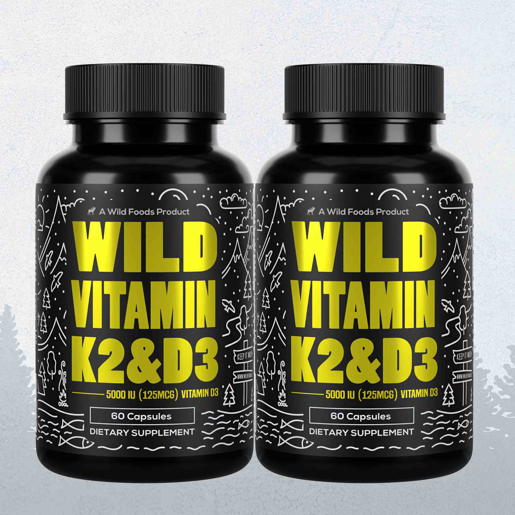 Vitamin K2 (MK-7) & Vitamin D3 (5000 IU) & Black Pepper Extract by Wild Foods