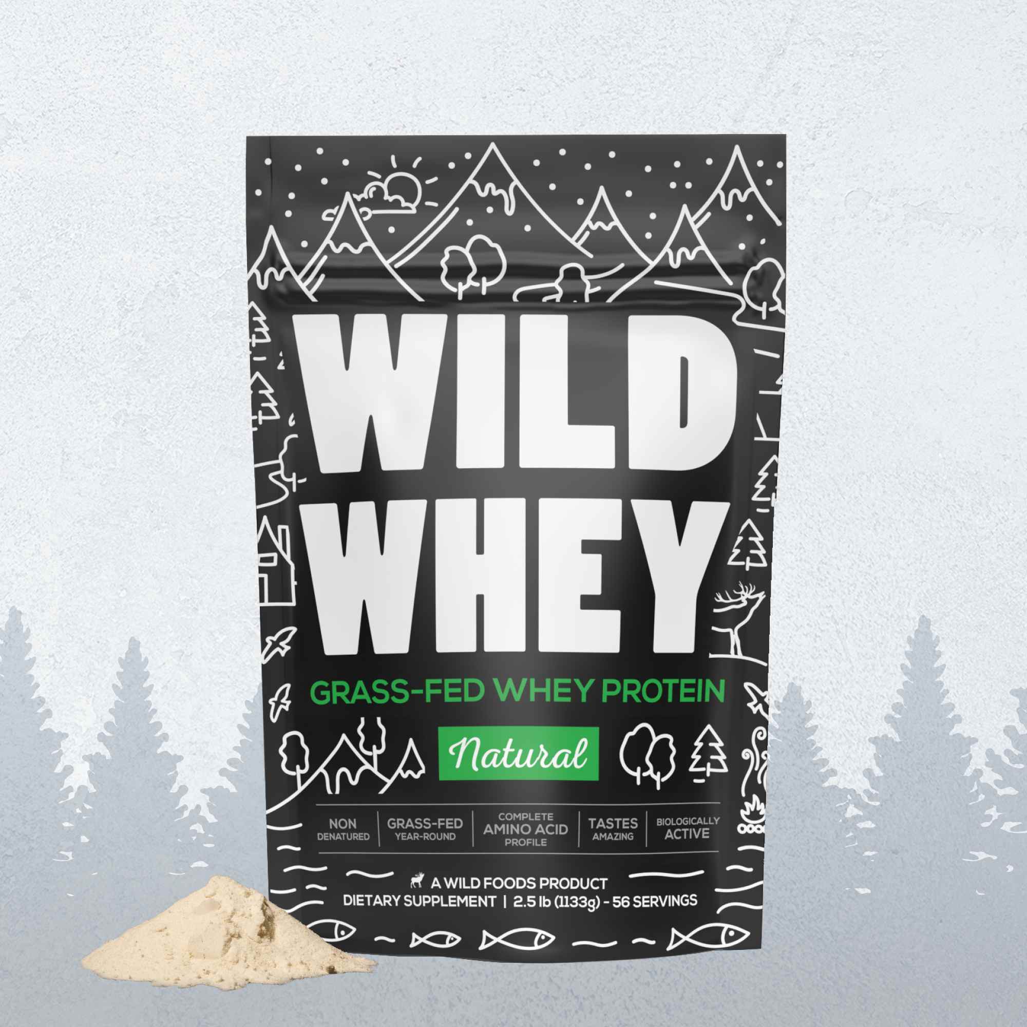 Cold Process Grass-Fed Whey Protein, Non-denatured, Pasture-Raised Cows by Wild Foods