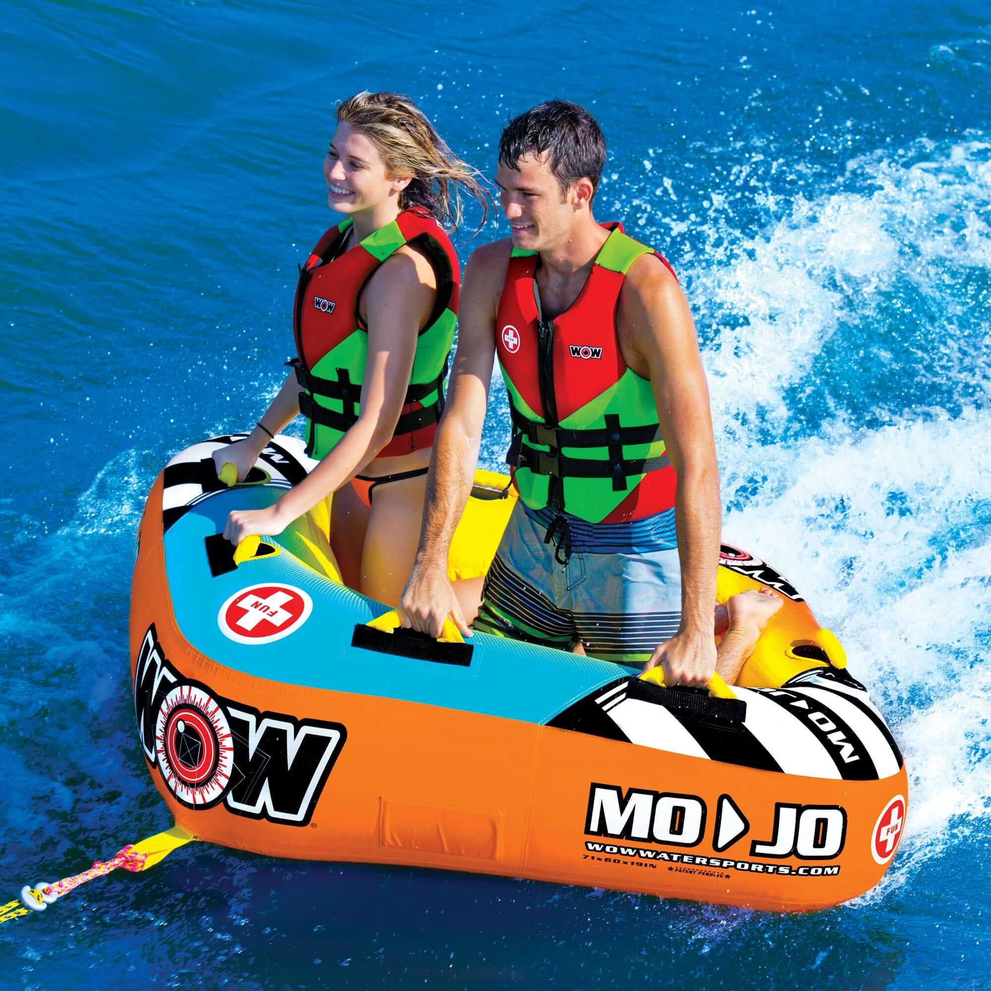 WOW Sports Mojo 1-2 Person Towable Water Tube For Pool and Lake (16-1060) by Jupiter Gear