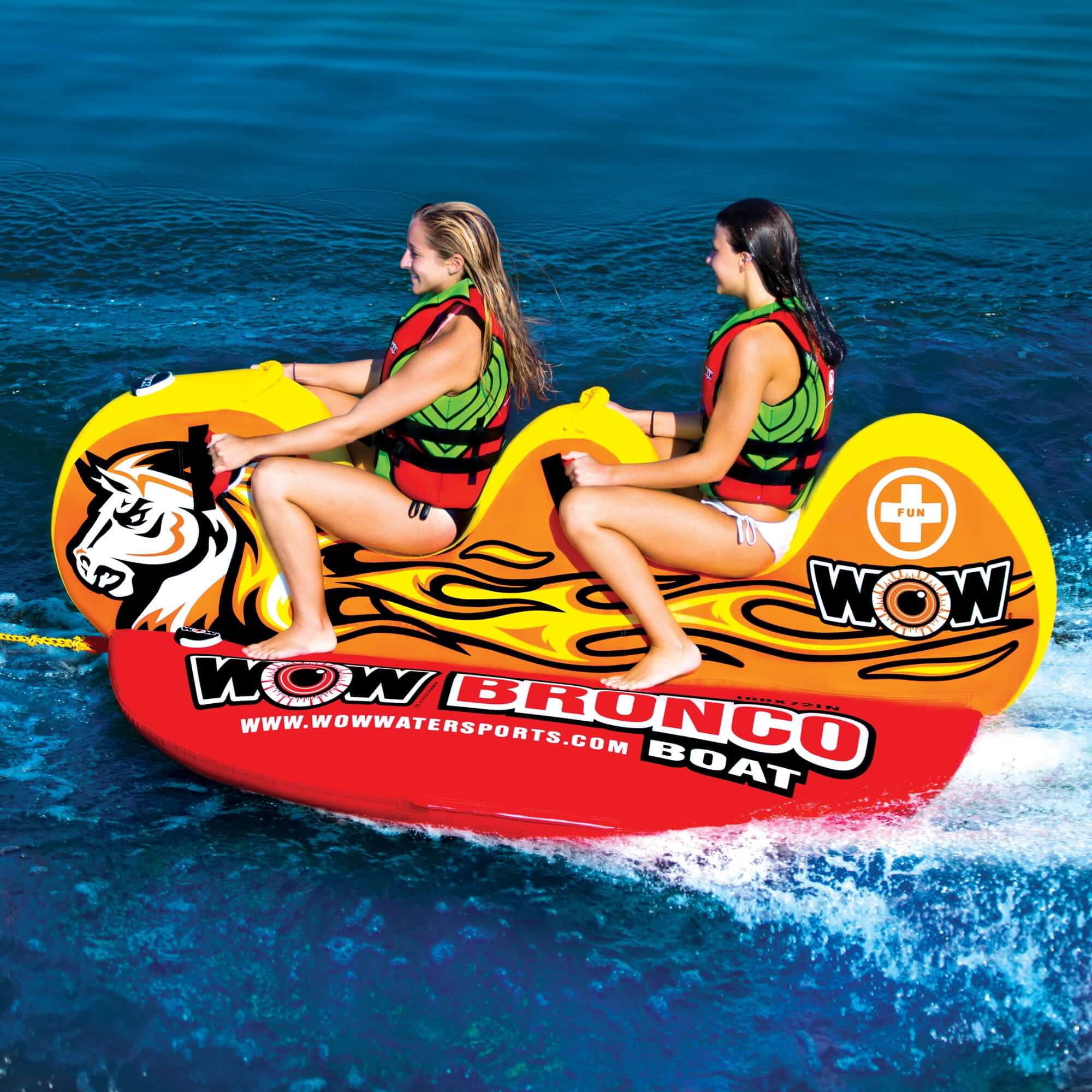 WOW Sports Bronco Boat 2 Person Towable Water Tube For Pool and Lake (14-1050) by Jupiter Gear