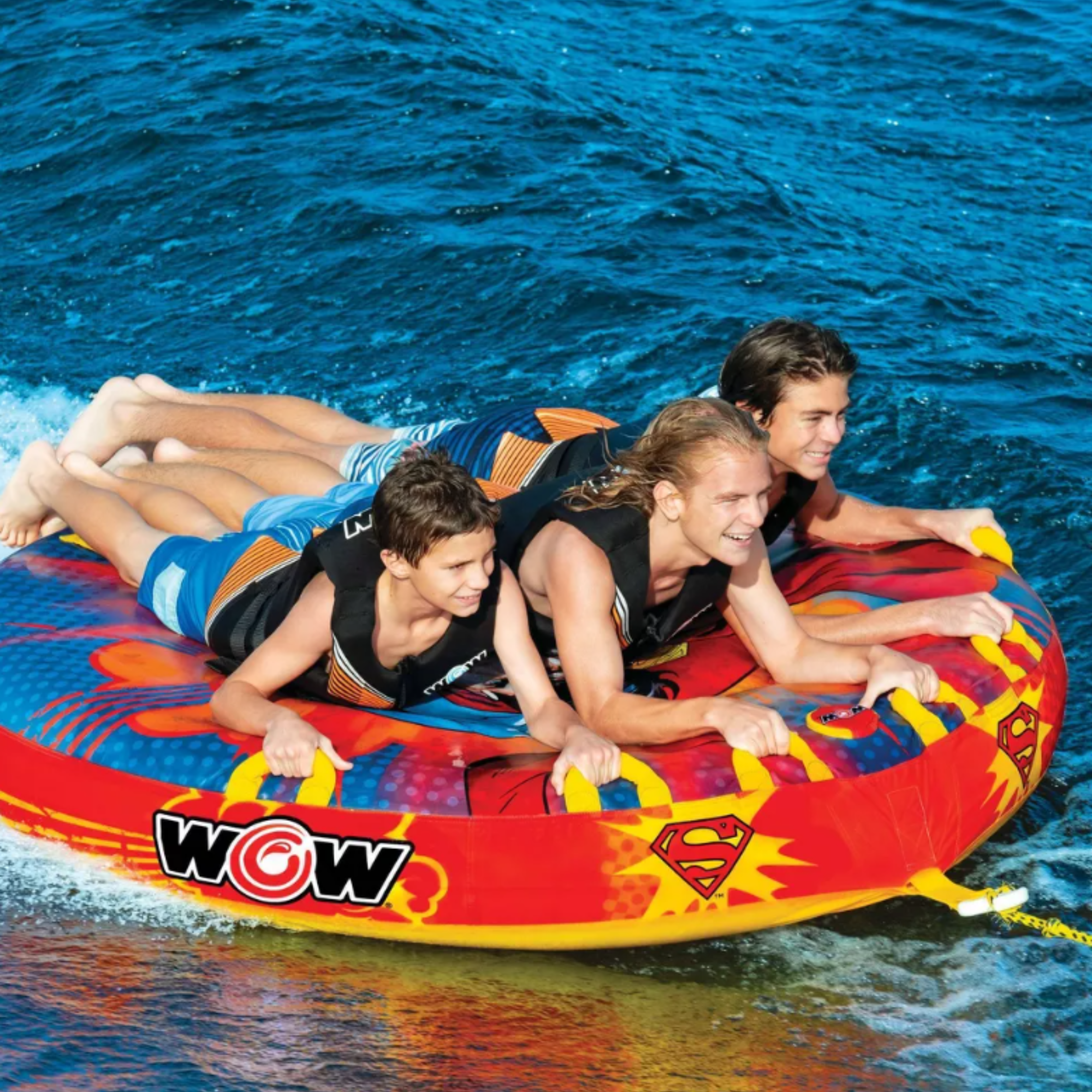 WOW Sports DC Comics Superman 3-Person Soft Top Deck Tube Towable by Jupiter Gear