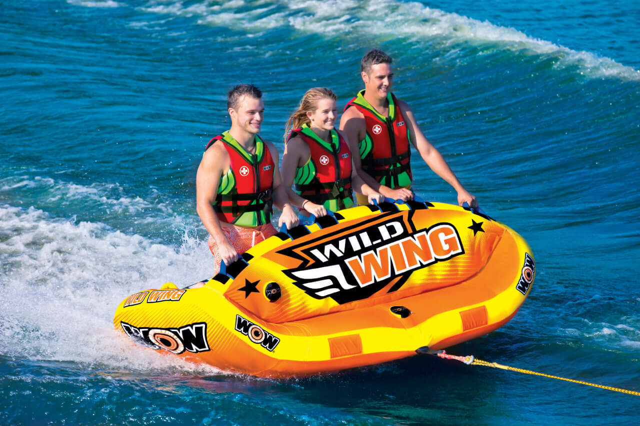WOW Sports Wild Wing 3 Person Towable Water Tube For Pool and Lake (18-1130) by Jupiter Gear