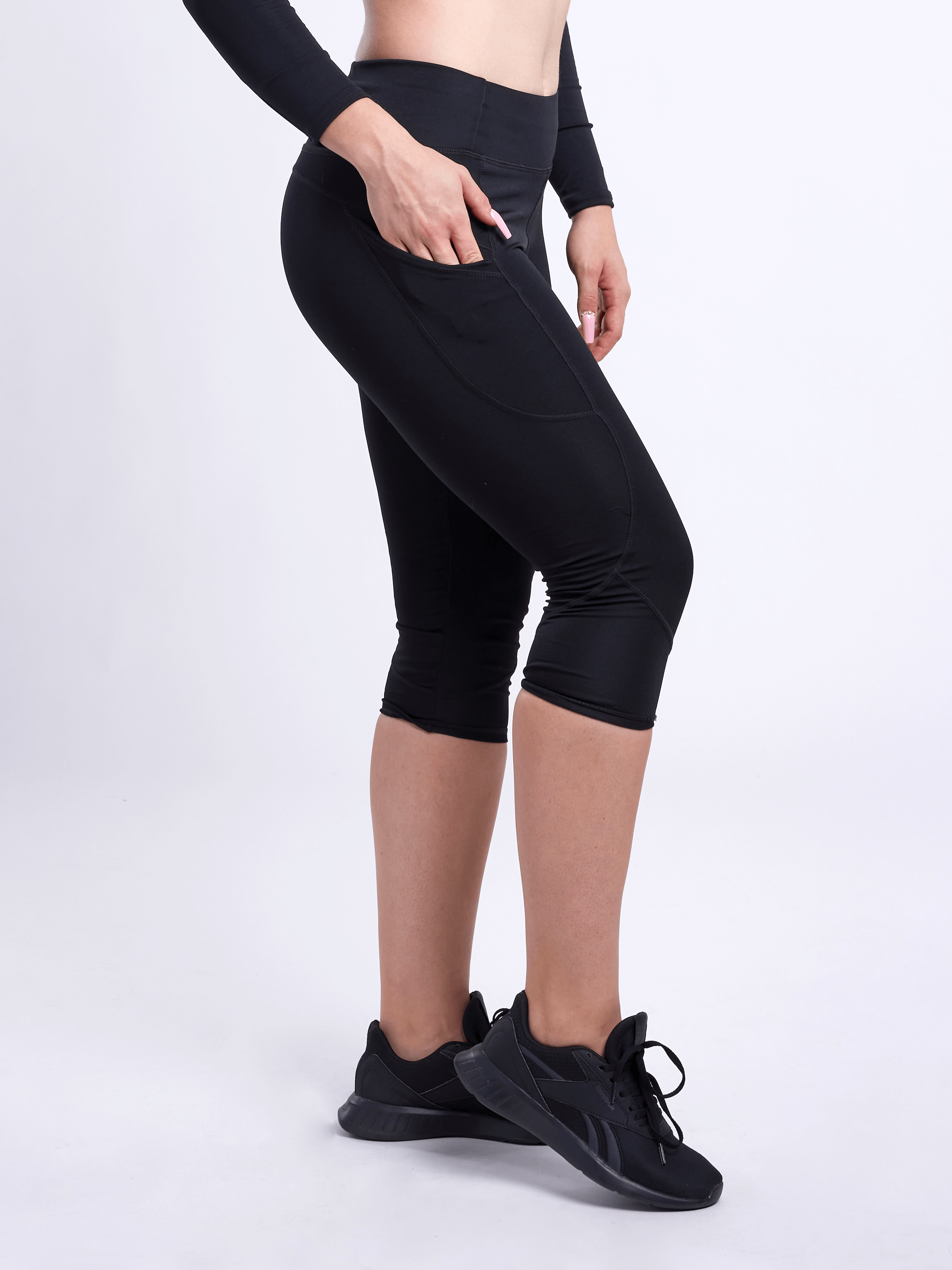 JupiterGear Mid-Rise Capri Fitness Leggings with Side Pockets by Jupiter Gear