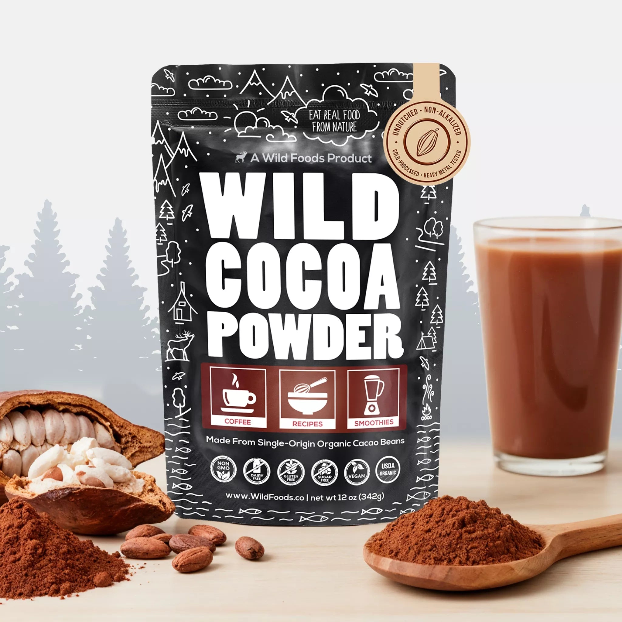 Cocoa Powder, 57 servings - Single-Origin Antioxidant by Wild Foods