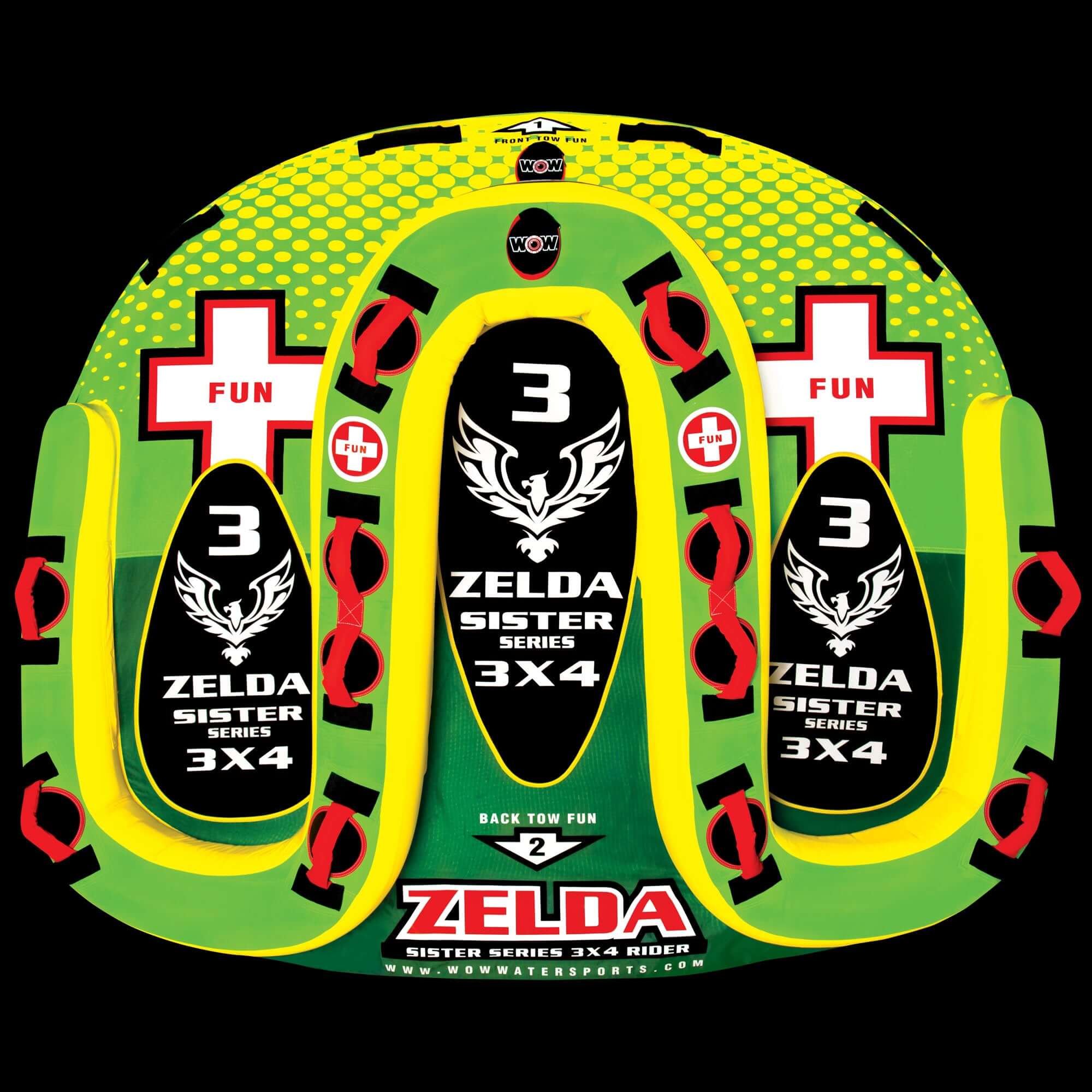 WOW Sports Zelda 1-3 Person Towable Water Tube For Pool and Lake (15-1070) by Jupiter Gear