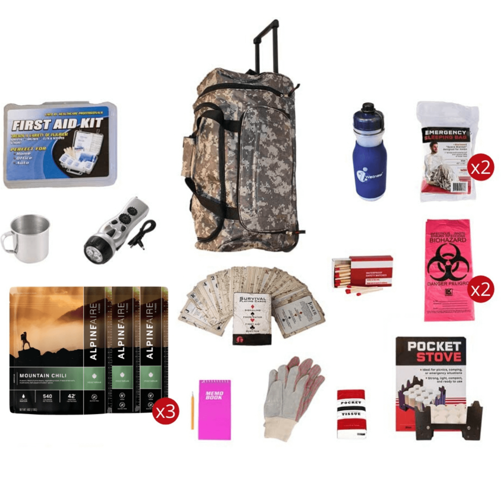 WSK 3-Day Food Storage Emergency Survival Kit with Rolling Bag - Jupiter Gear