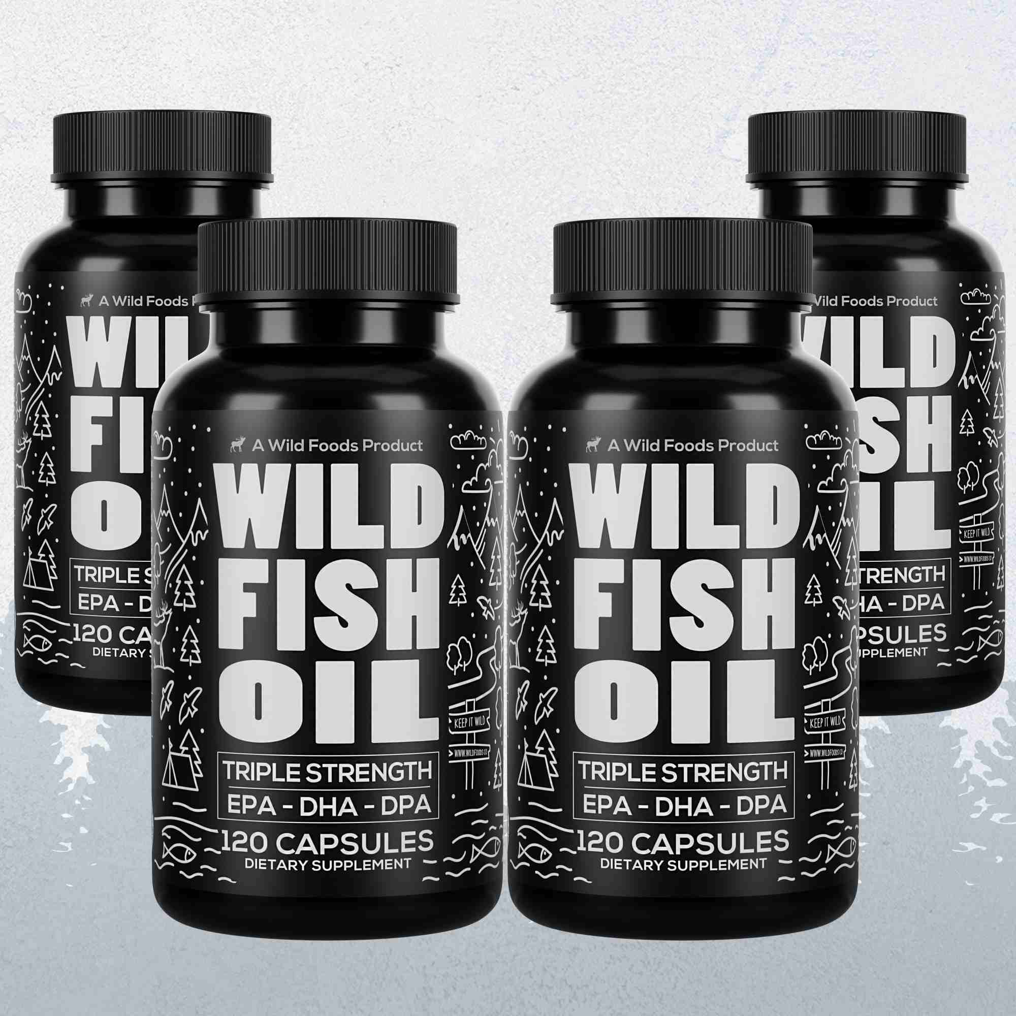 Wild Fish Oil Capsules, Omega-3 Blend, Sustainable, Pure, Third-Party Tested by Wild Foods