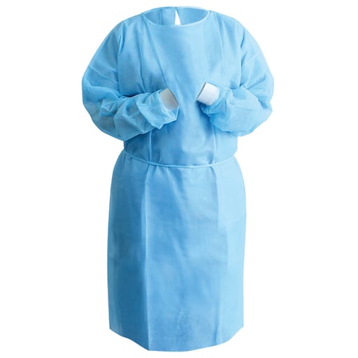Pallet Disposable Isolation Gowns with Elastic Cuffs - 20 Cases (3,600 Gowns) Universal Size Level 2 SMS - Blue
