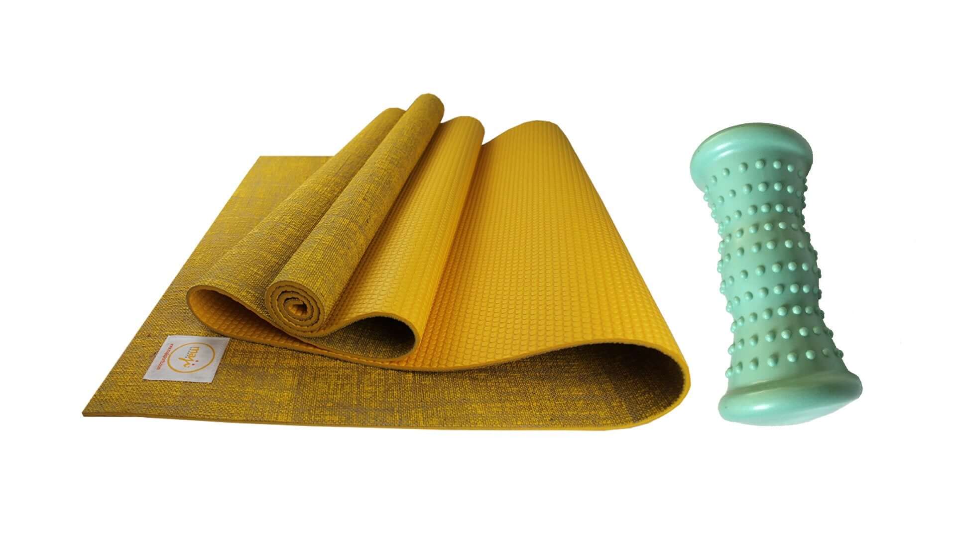 Maji Sports Jute Premium Eco Yoga Mat + Foot Massager (7.5cm x 17.5cm) by Jupiter Gear