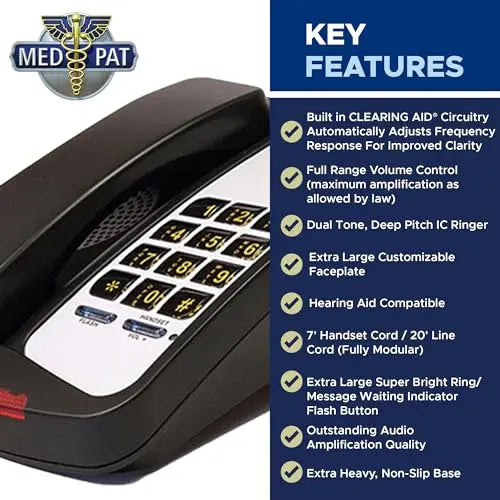 Med-Pat D800 Single Line Analog Desk Set Telephone