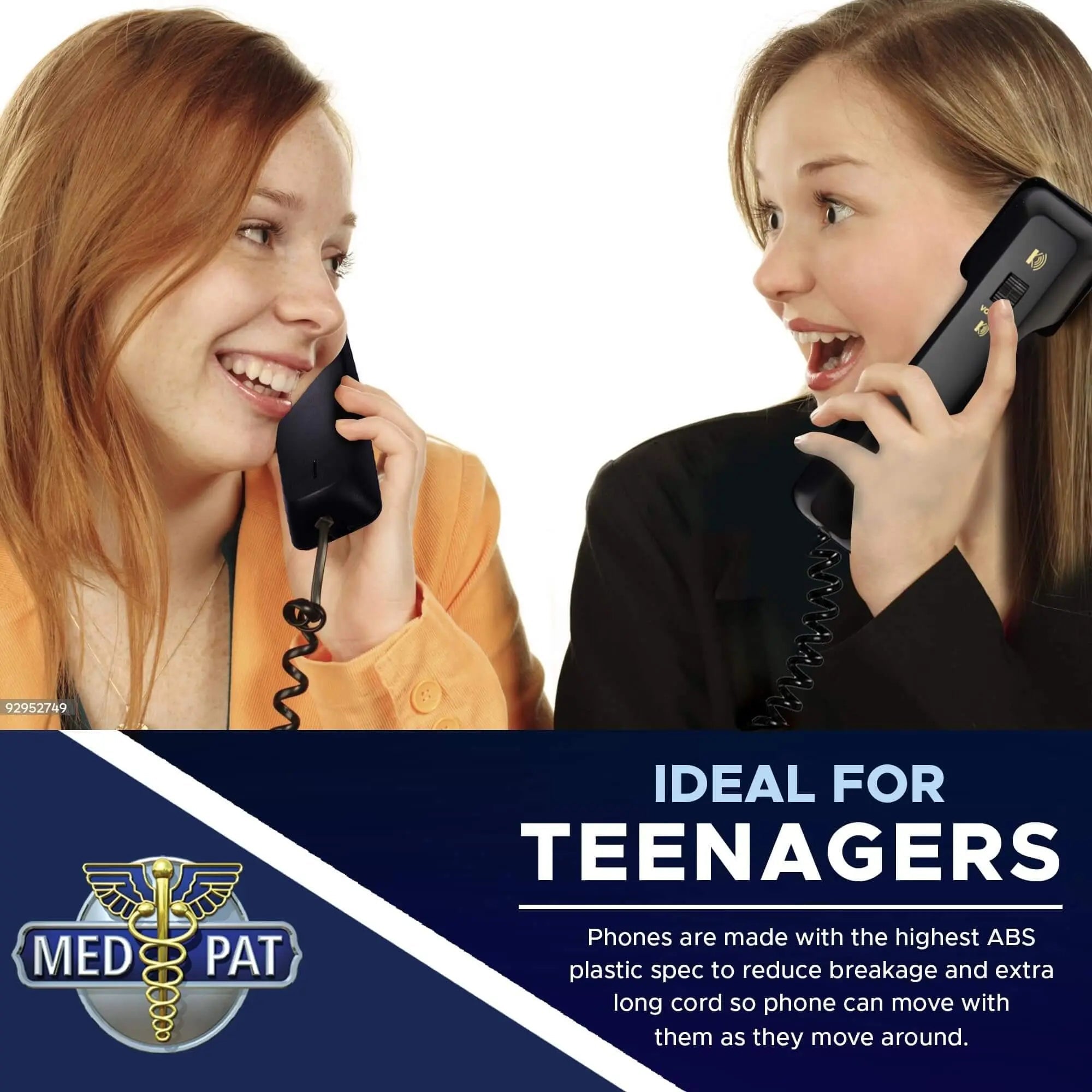Med-Pat D2200 "2 Can Talk 2" Telephone | Dual Handset Landline Phone with Memory Keys & Enhanced Volume
