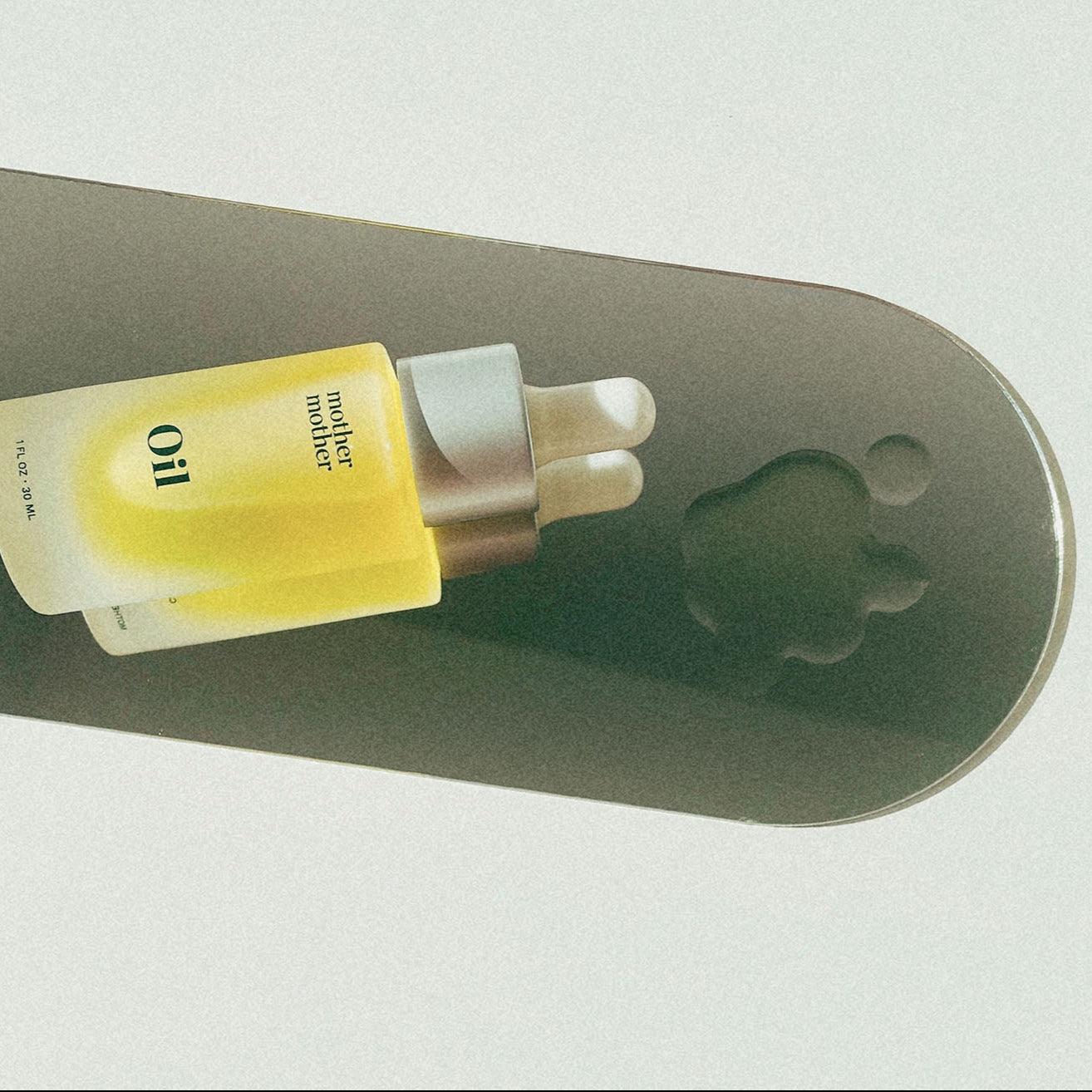 belly oil on a mirror