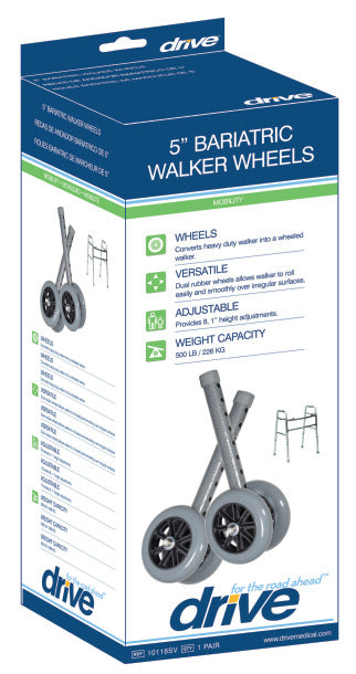 5" Bariatric Walker Wheels with Two Sets of Rear Glides