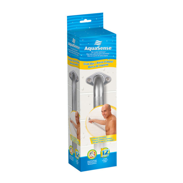 AquaSense Knurled Chrome Grab Bar with Rotating Flange