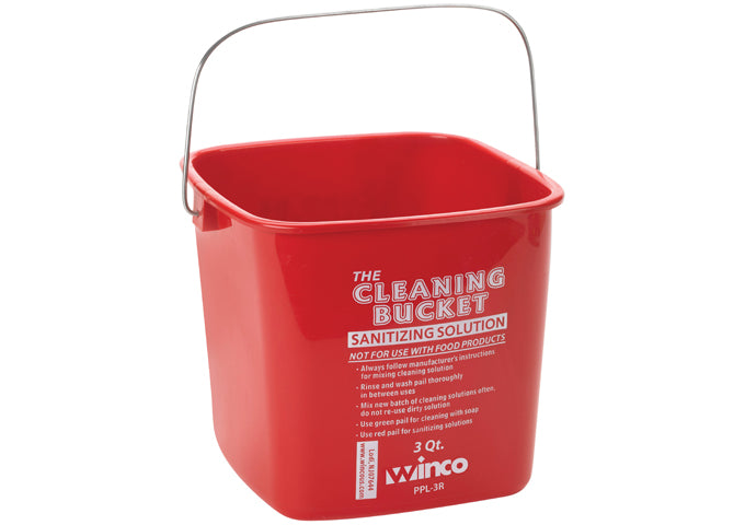 WINCO 3-QT CLEANING BUCKET SANITIZING SOLUTION/EA.