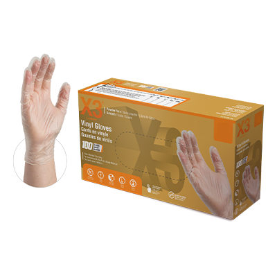 AMMEX X3 Clear Industrial Vinyl Gloves 1000/CS