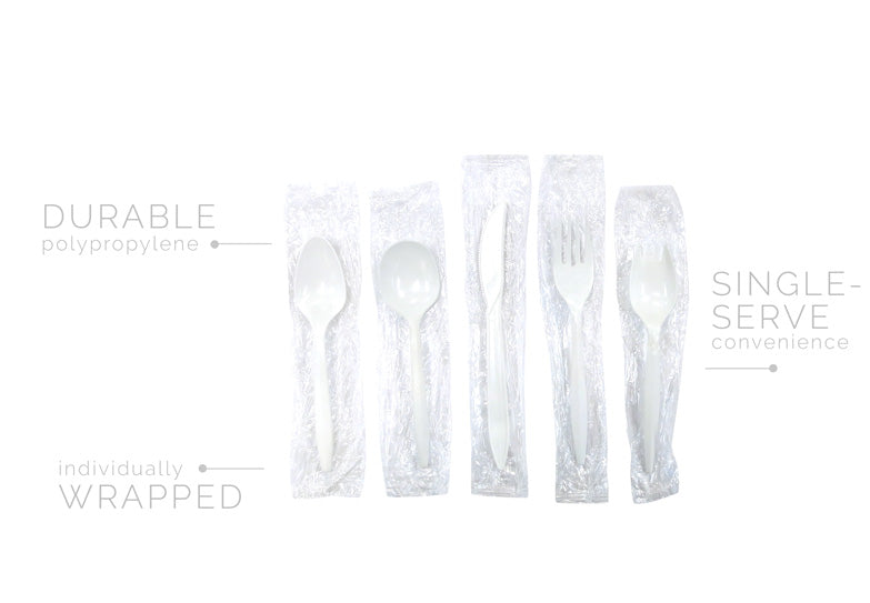CrystalWare Medium Weight PP Cutlery - Wrapped 1000/Case