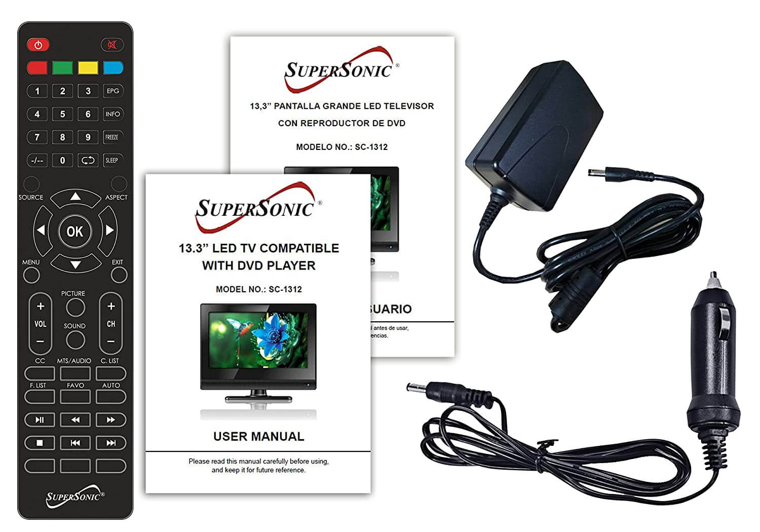 Supersonic 13.3" 12 Volt AC/DC LED HDTV with DVD Player, USB, SD Card Reader and HDMI by Jupiter Gear