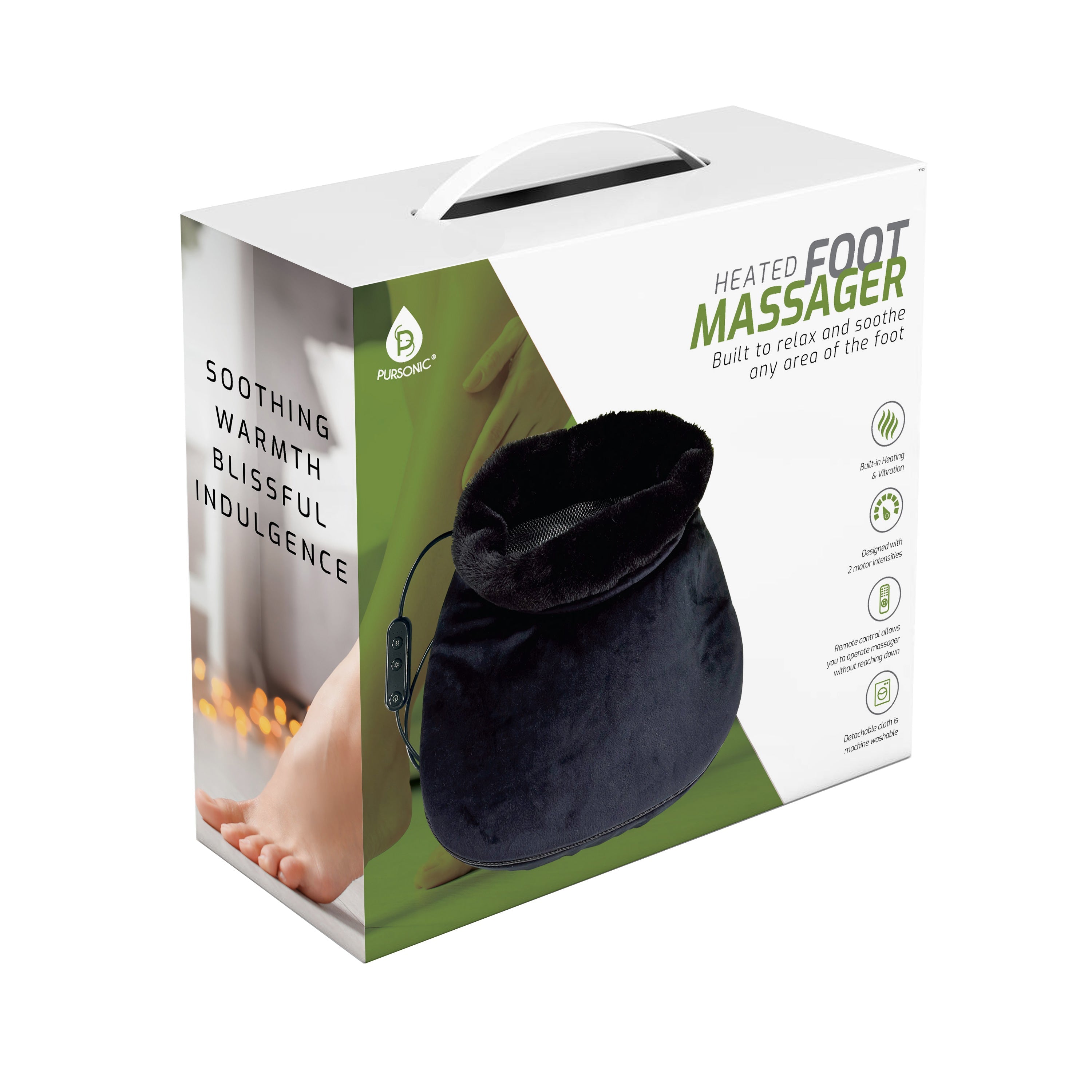 Heated Foot Massager with Remote Control, Folding Design, and Dual Motor Intensities by Pursonic