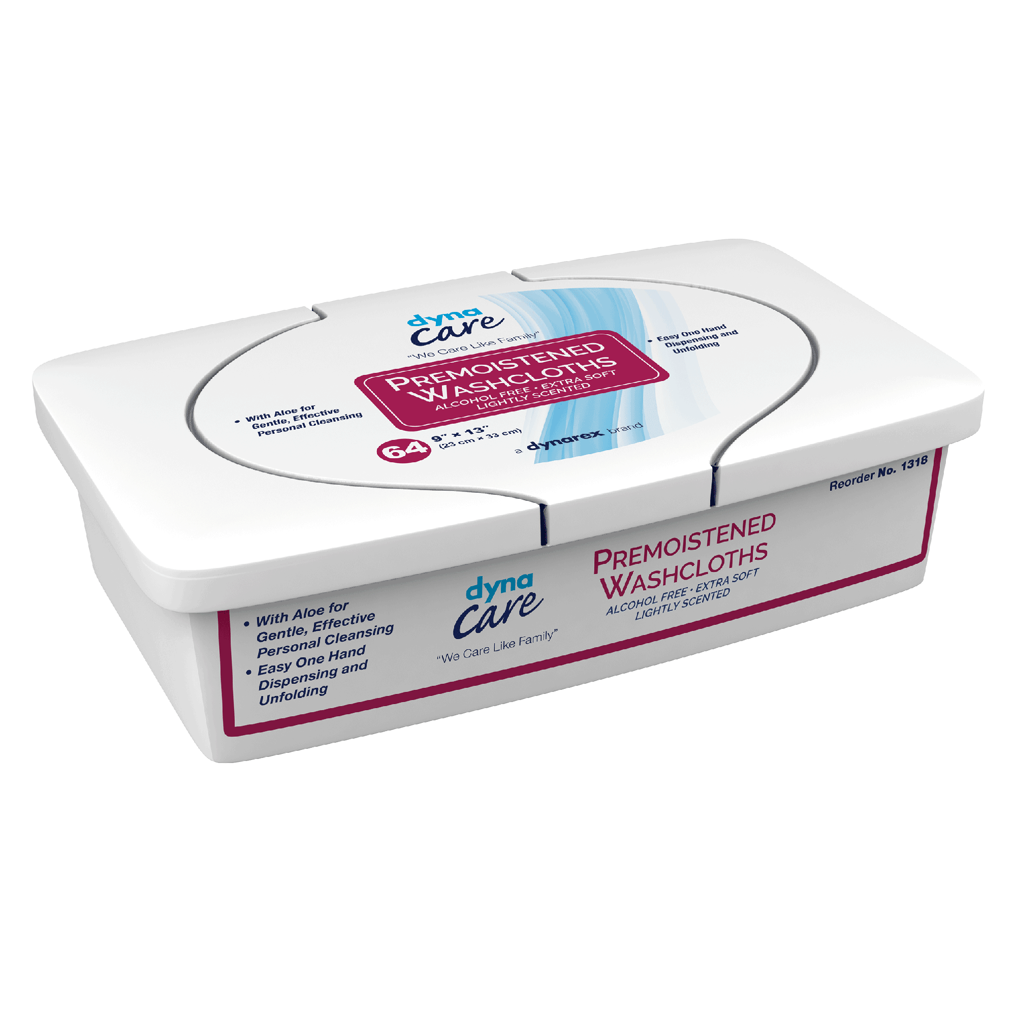 Dynarex Premoistened Adult Washcloths, 9" x 13" Tub, 8tub/case (512 Count)