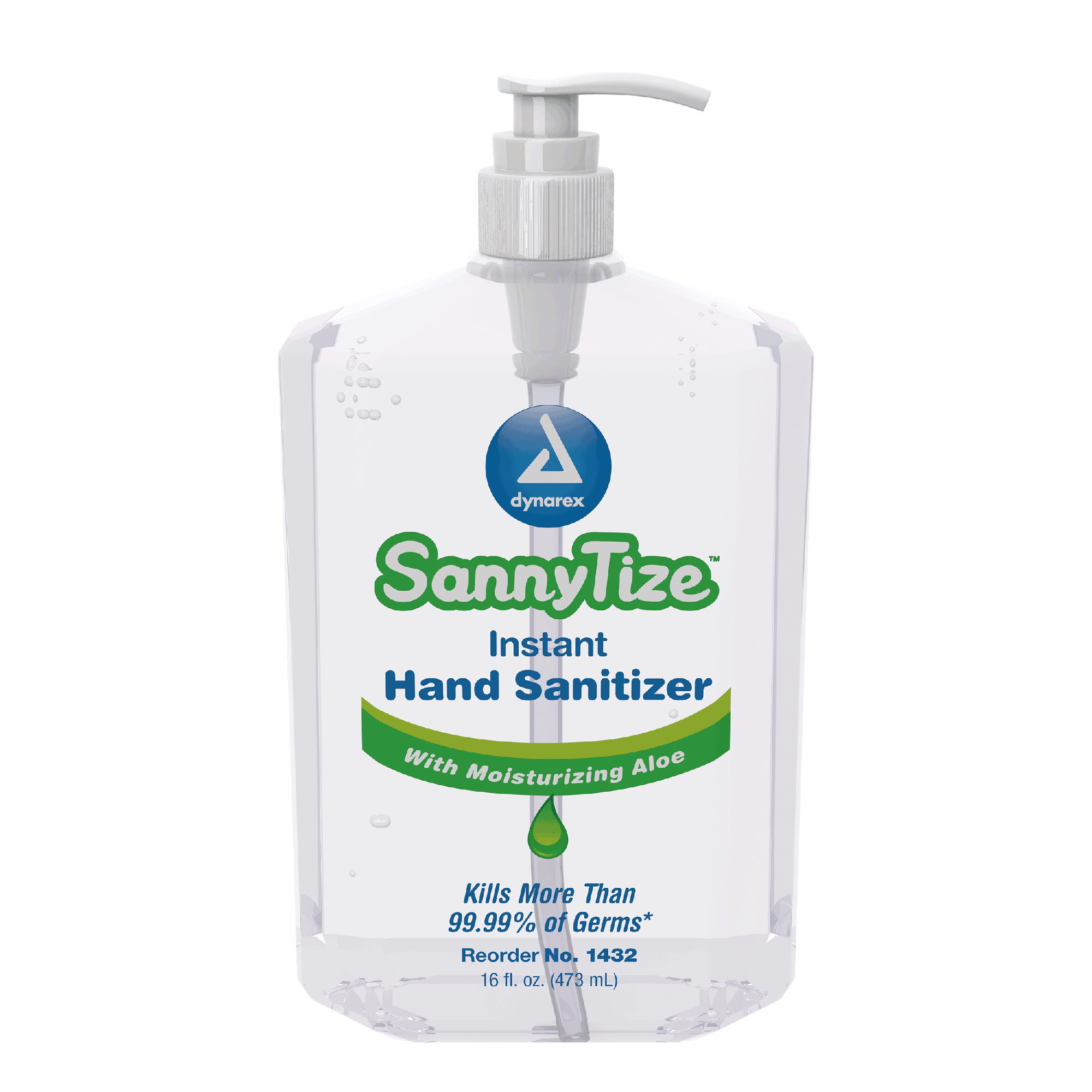 Dynarex SannyTize Instant Hand Sanitizer, 16 oz. Square Pump, 12bot/case (12 Count)