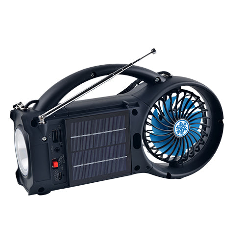 Supersonic Solar Power Bluetooth Speaker with FM Radio / LED Torch Light / Fan by Jupiter Gear
