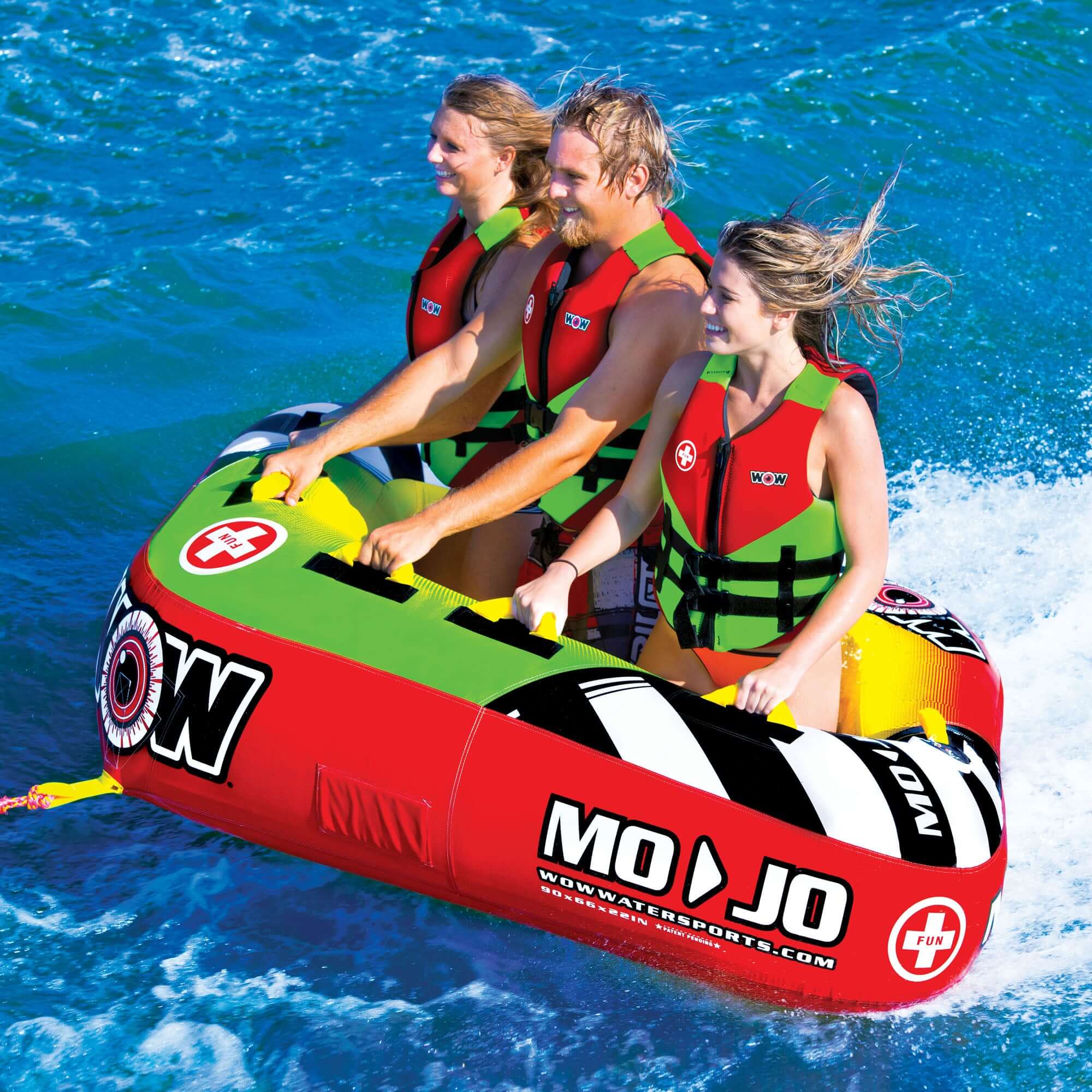 WOW Sports Mojo 1- 3 Person Towable Water Tube For Pool and Lake (16-1070) by Jupiter Gear