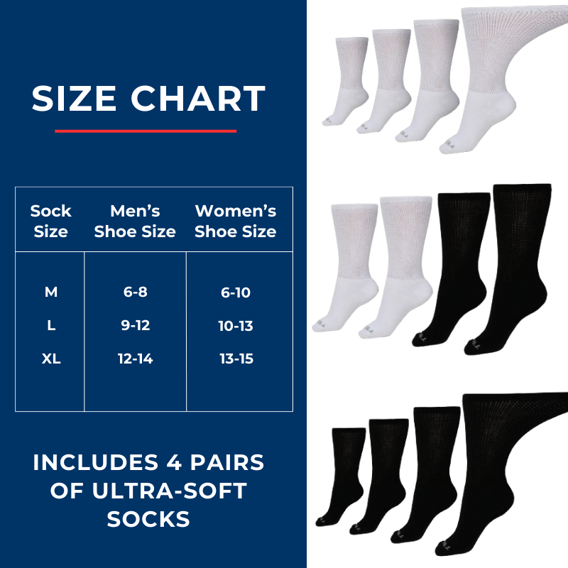 Men's Ultra-Soft Upper Calf Diabetic Socks (4 Pair) by DIABETIC SOCK CLUB