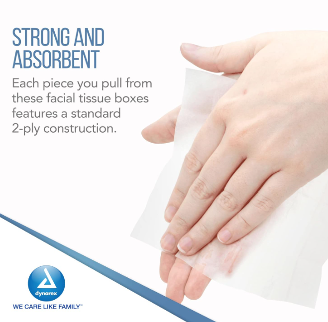 DynaCare Facial Tissues, 5.7" x 7", 200bxs/case (8000 Count)