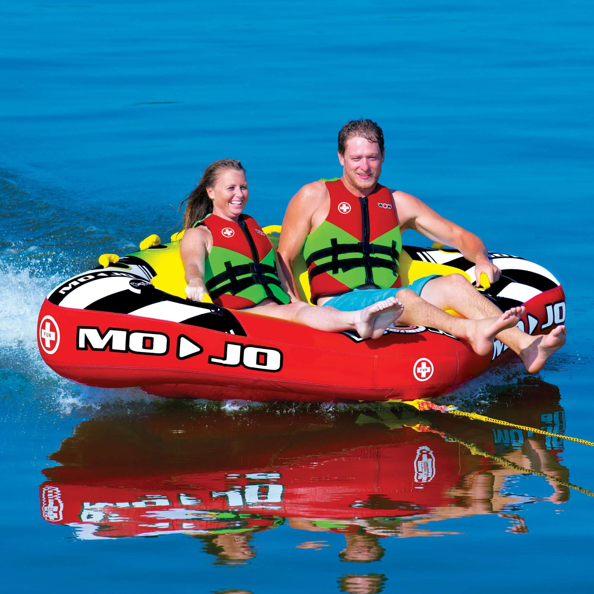 WOW Sports Mojo 1- 3 Person Towable Water Tube For Pool and Lake (16-1070) by Jupiter Gear