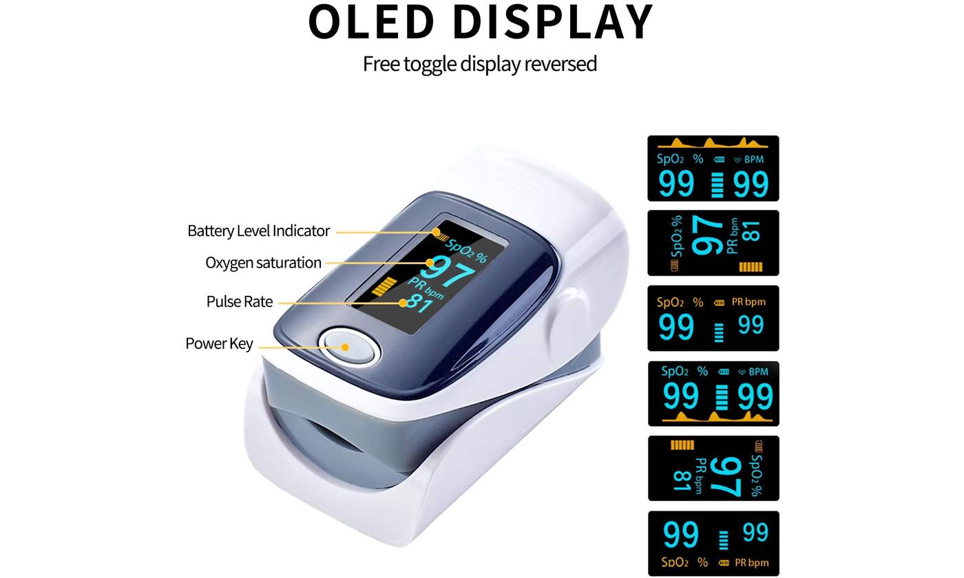 Fingertip Pulse Oximeter And Blood Oxygen Saturation Monitor With LED Display Vista Shops