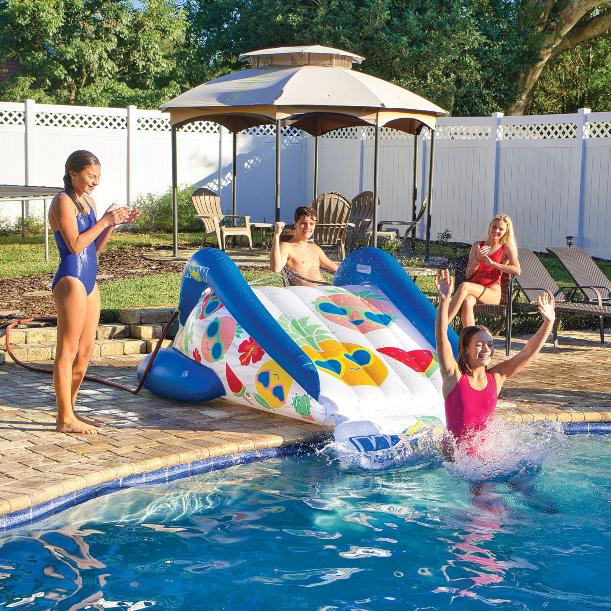 WOW Sports Fruit Fun Soaker Sprinkler Inflatable Slide for In-Ground Pools by Jupiter Gear