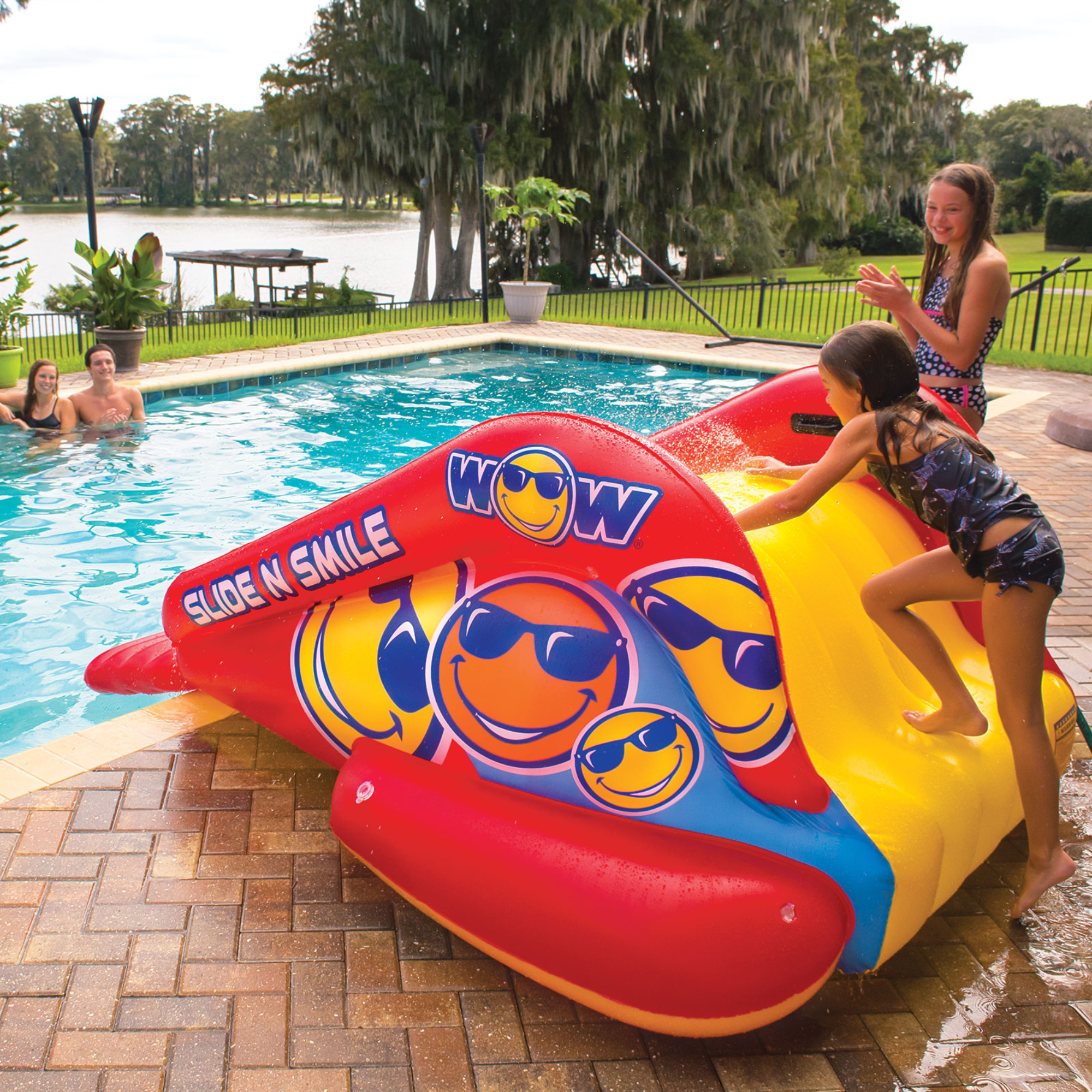 WOW Sports Slide N Smile Inflatable Pool Slide with Sprinklers for Kids and Adults by Jupiter Gear