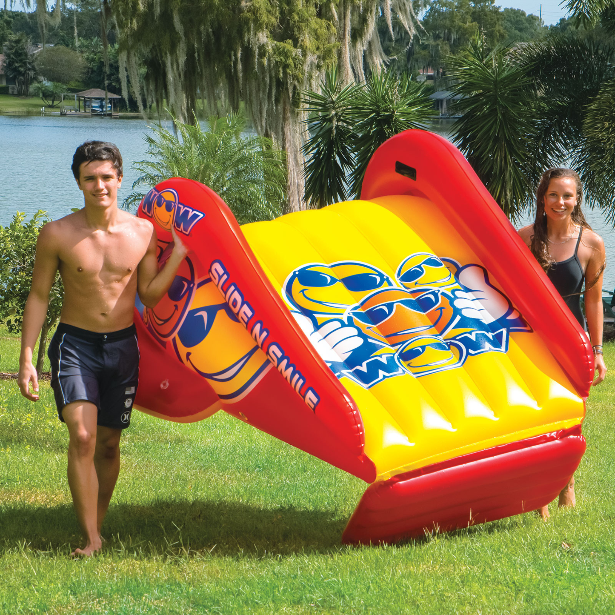 WOW Sports Slide N Smile Inflatable Pool Slide with Sprinklers for Kids and Adults by Jupiter Gear