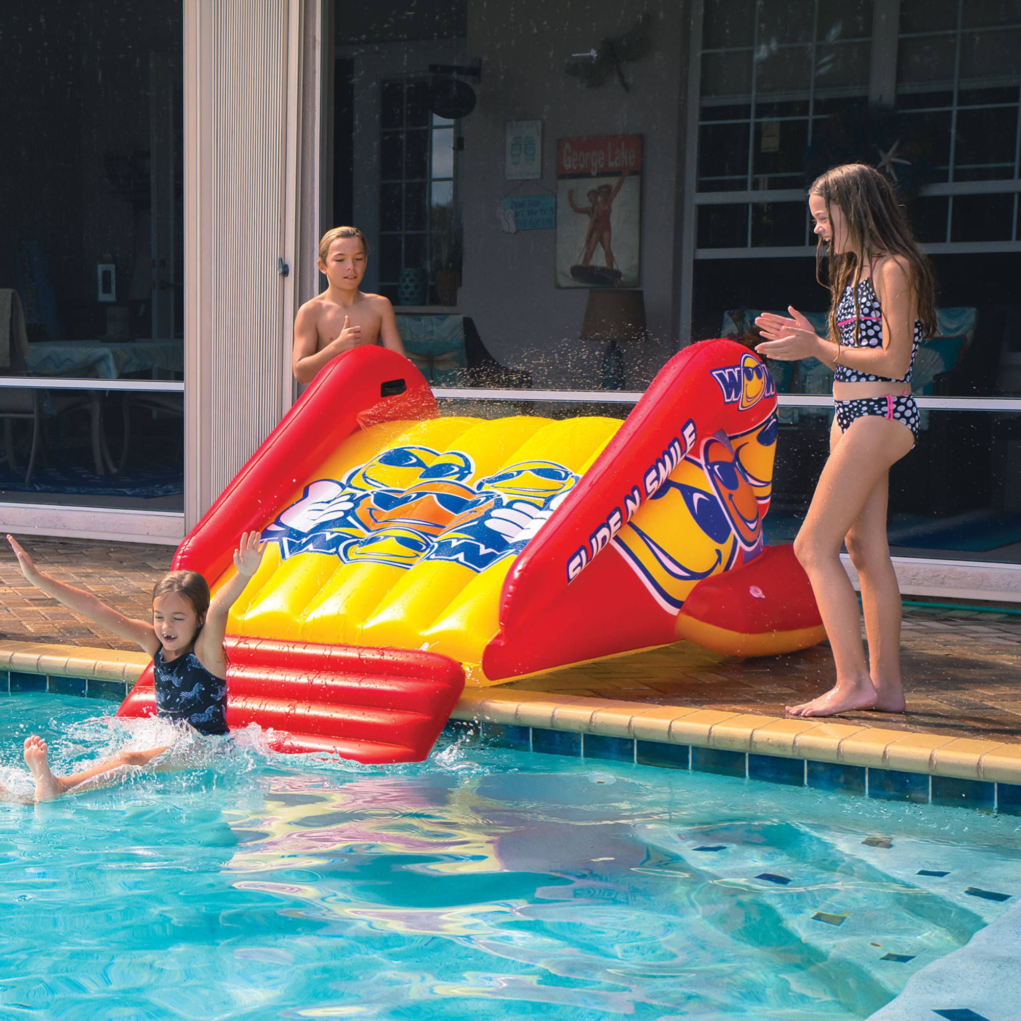 WOW Sports Slide N Smile Inflatable Pool Slide with Sprinklers for Kids and Adults by Jupiter Gear