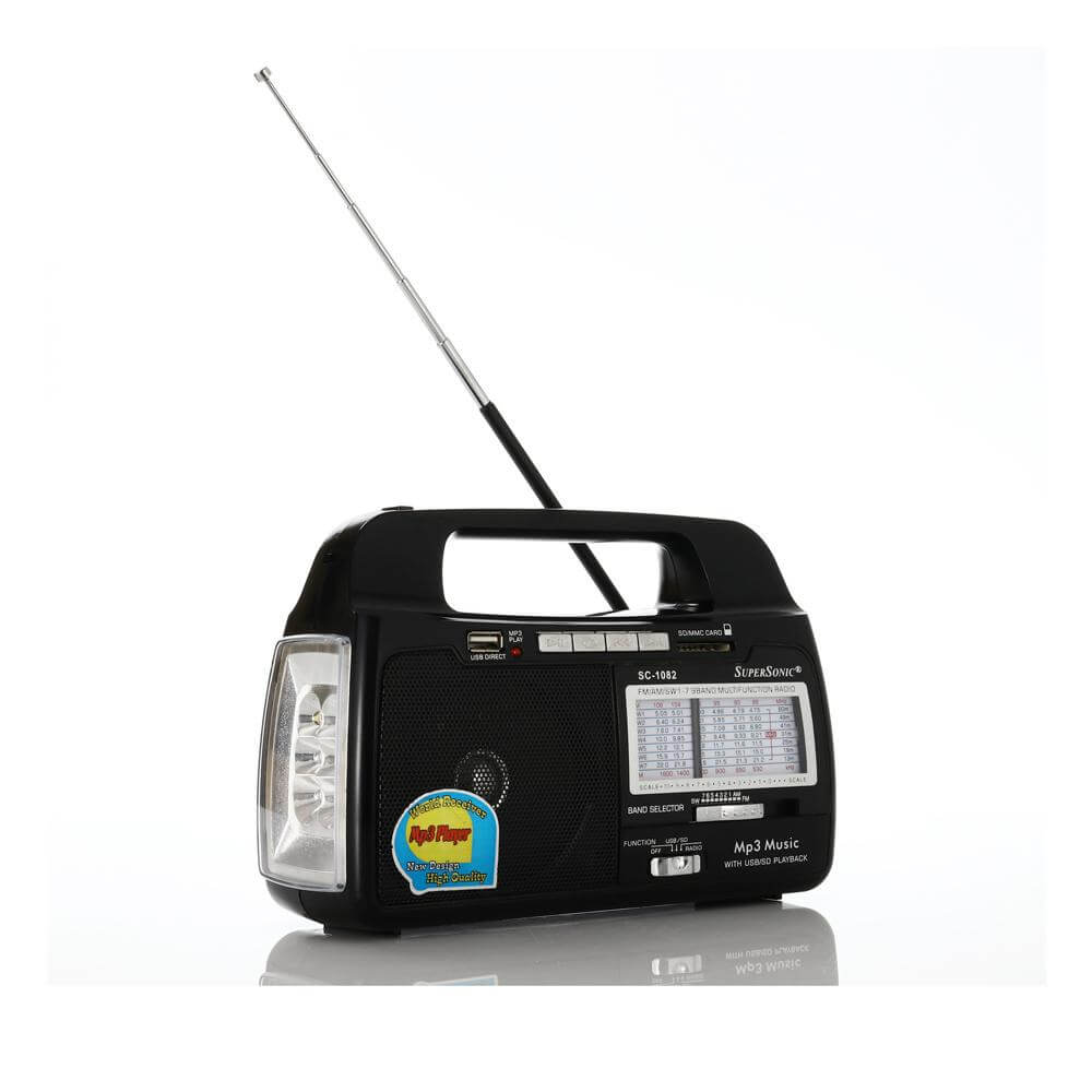 Supersonic 9 Band AM/FM/SW1-7 Portable Radio with Built-In Torch Light by Jupiter Gear