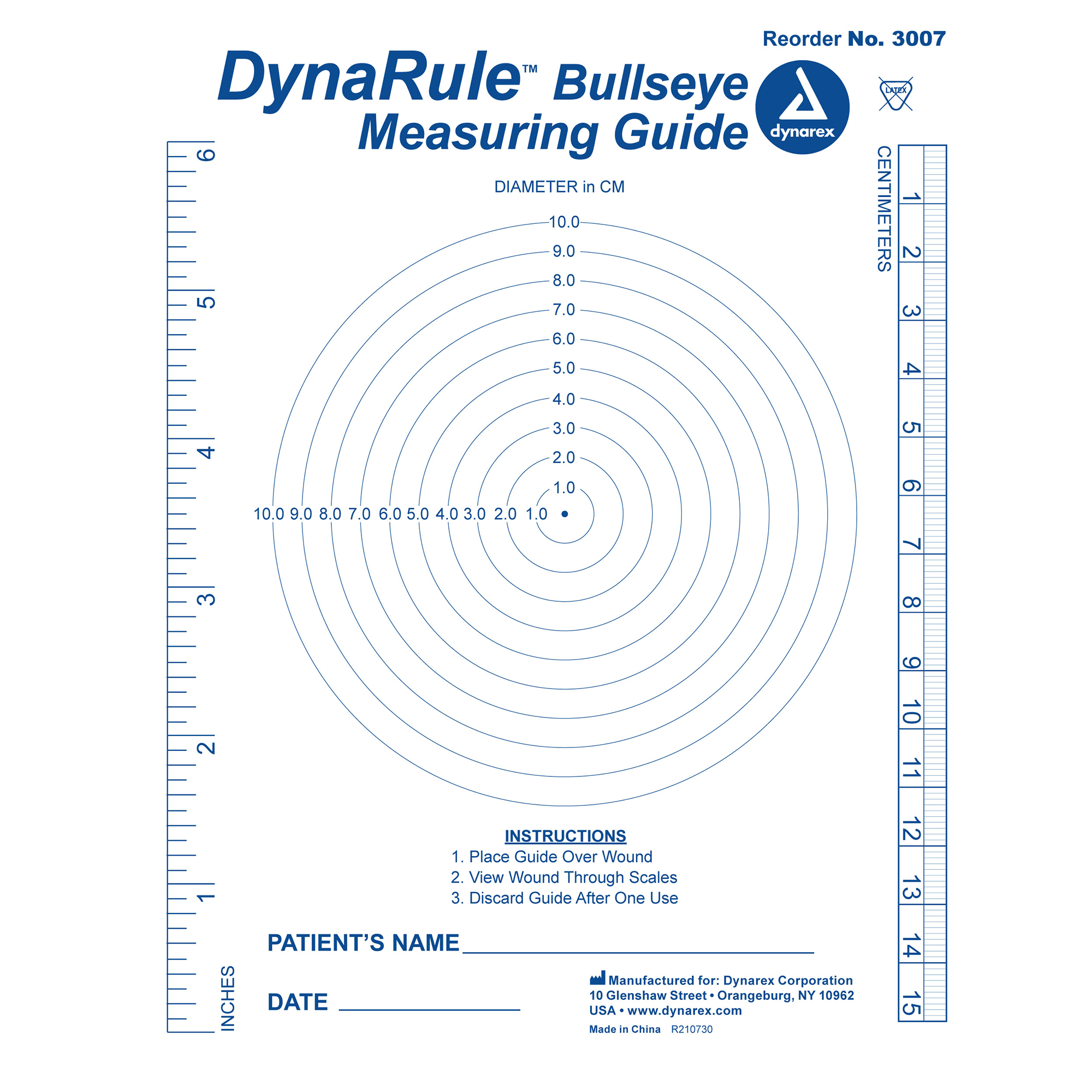 Dynarex DynaRule Bullseye Measuring Guide, 250ea/bx, 5bxs/cs (1250 Count)