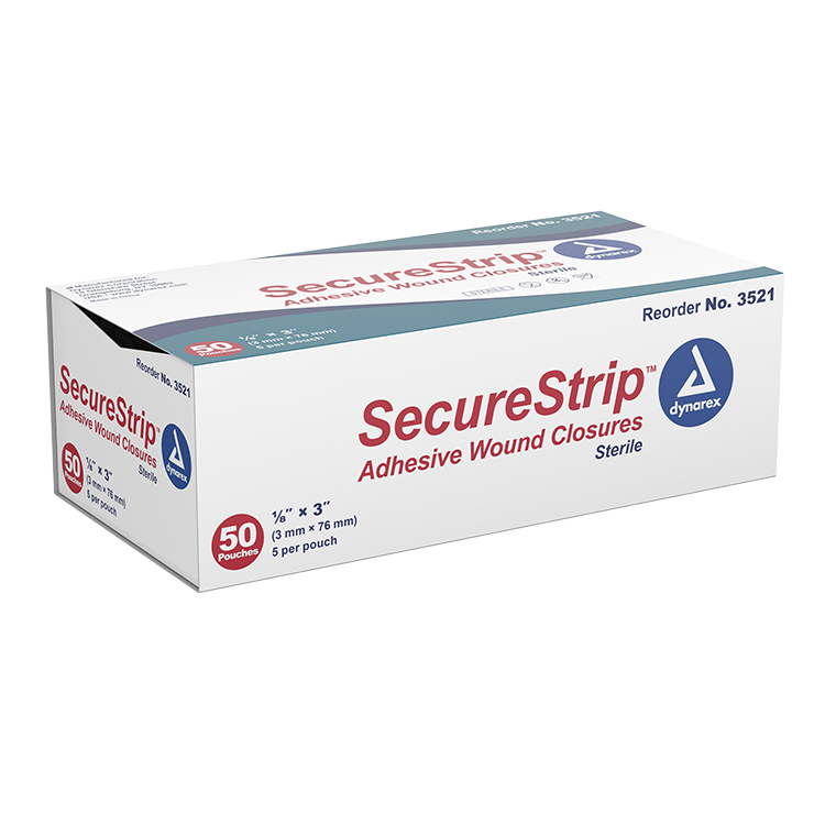 Dynarex SecureStrip Adhesive Wound Closures - Sterile, 50ea/bx, 4bxs/cs (200 Count)