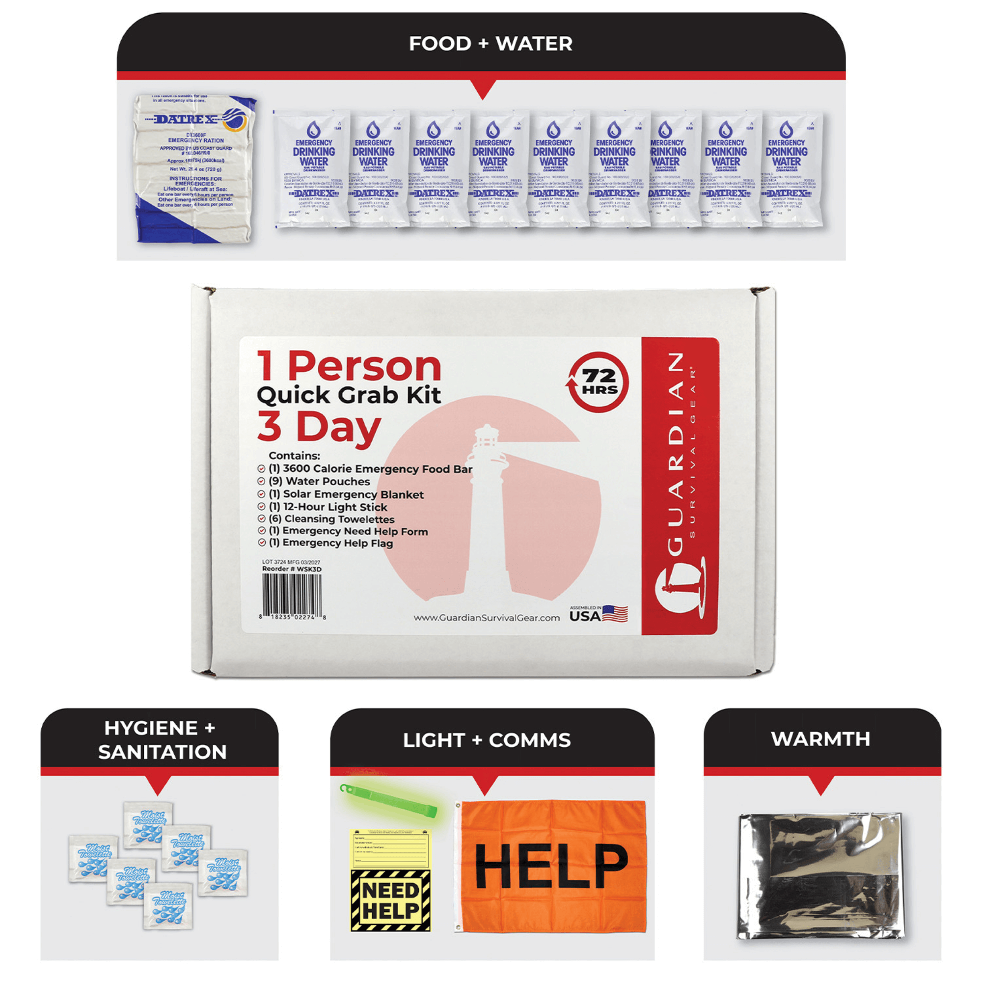 WSK 72-Hour Emergency Survival Grab Bag Kit - Jupiter Gear