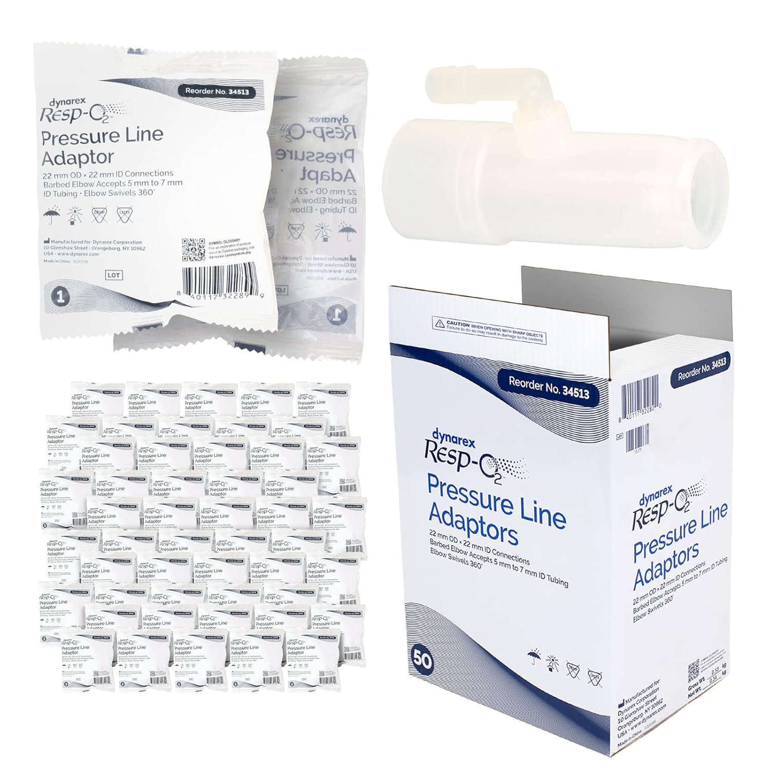 Dynarex Resp-O2™ Adapters & Connectors (50 Count)