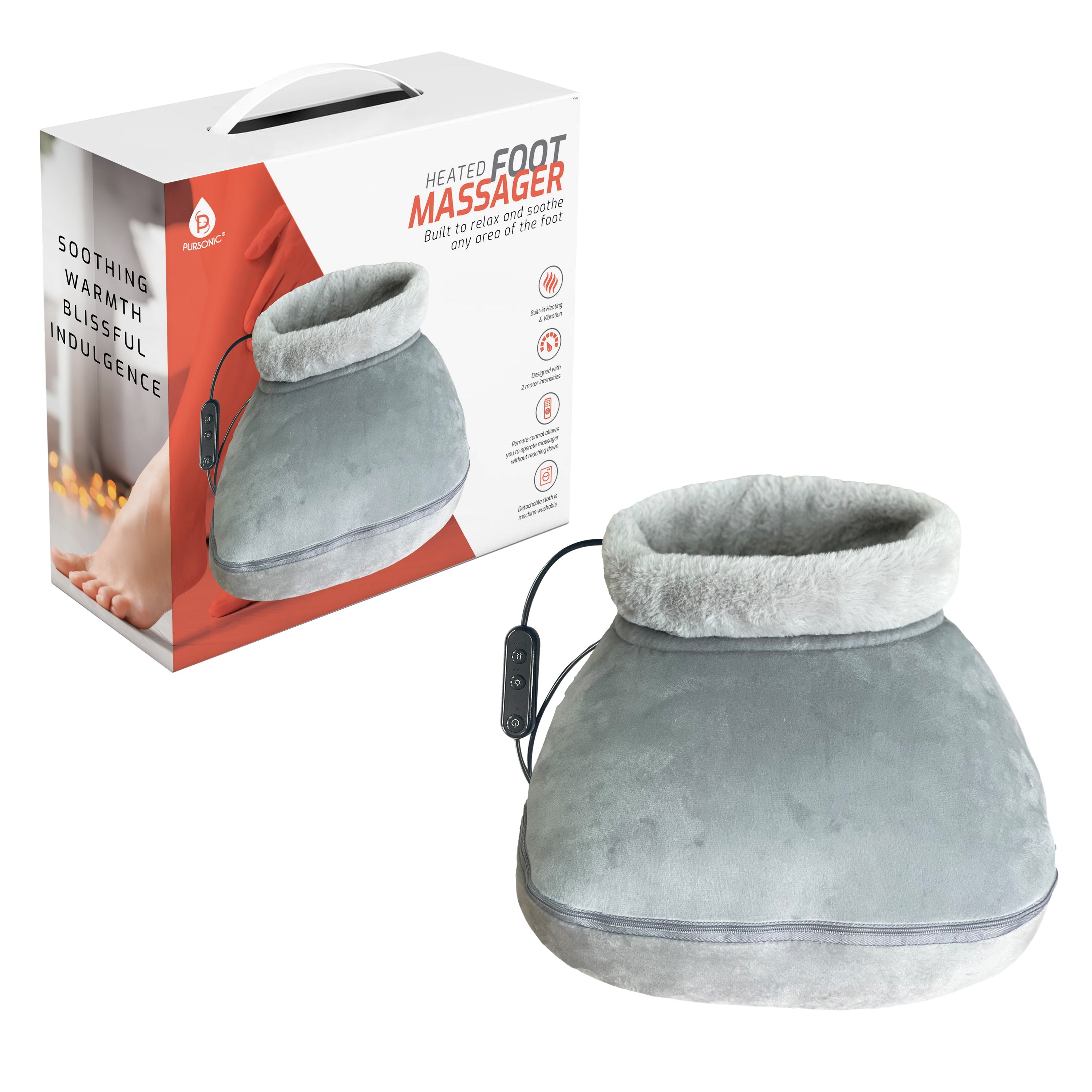 Heated Foot Massager with Remote Control, Folding Design, and Dual Motor Intensities by Pursonic