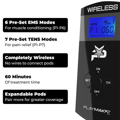 PRO Wireless Muscle Stimulator with TENS + EMS by PlayMakar