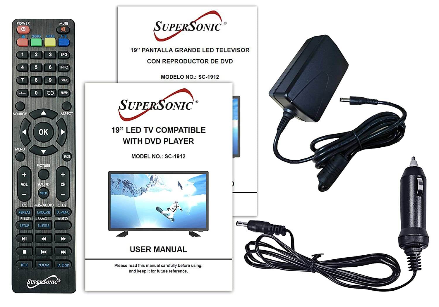 19" Supersonic 12 Volt AC/DC LED HDTV with DVD Player, USB, SD Card Reader and HDMI by Jupiter Gear