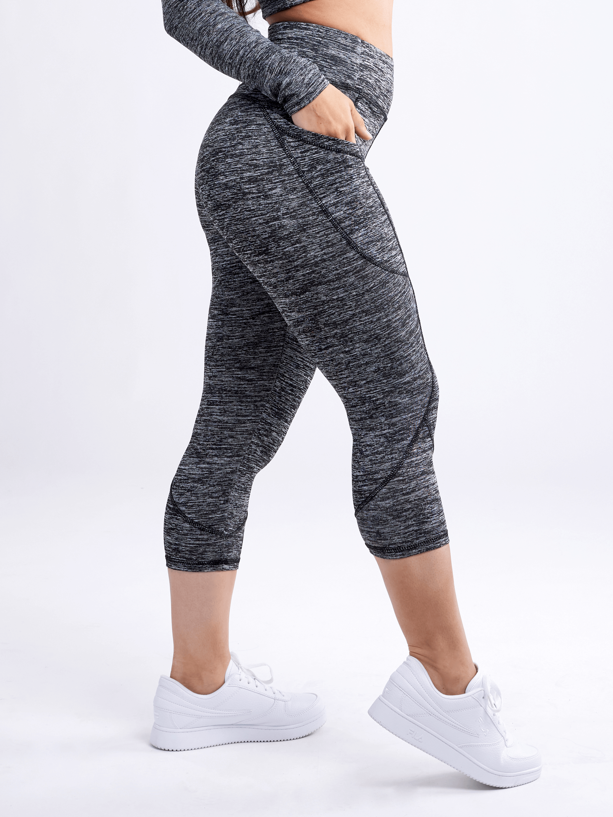 JupiterGear Mid-Rise Capri Fitness Leggings with Side Pockets by Jupiter Gear