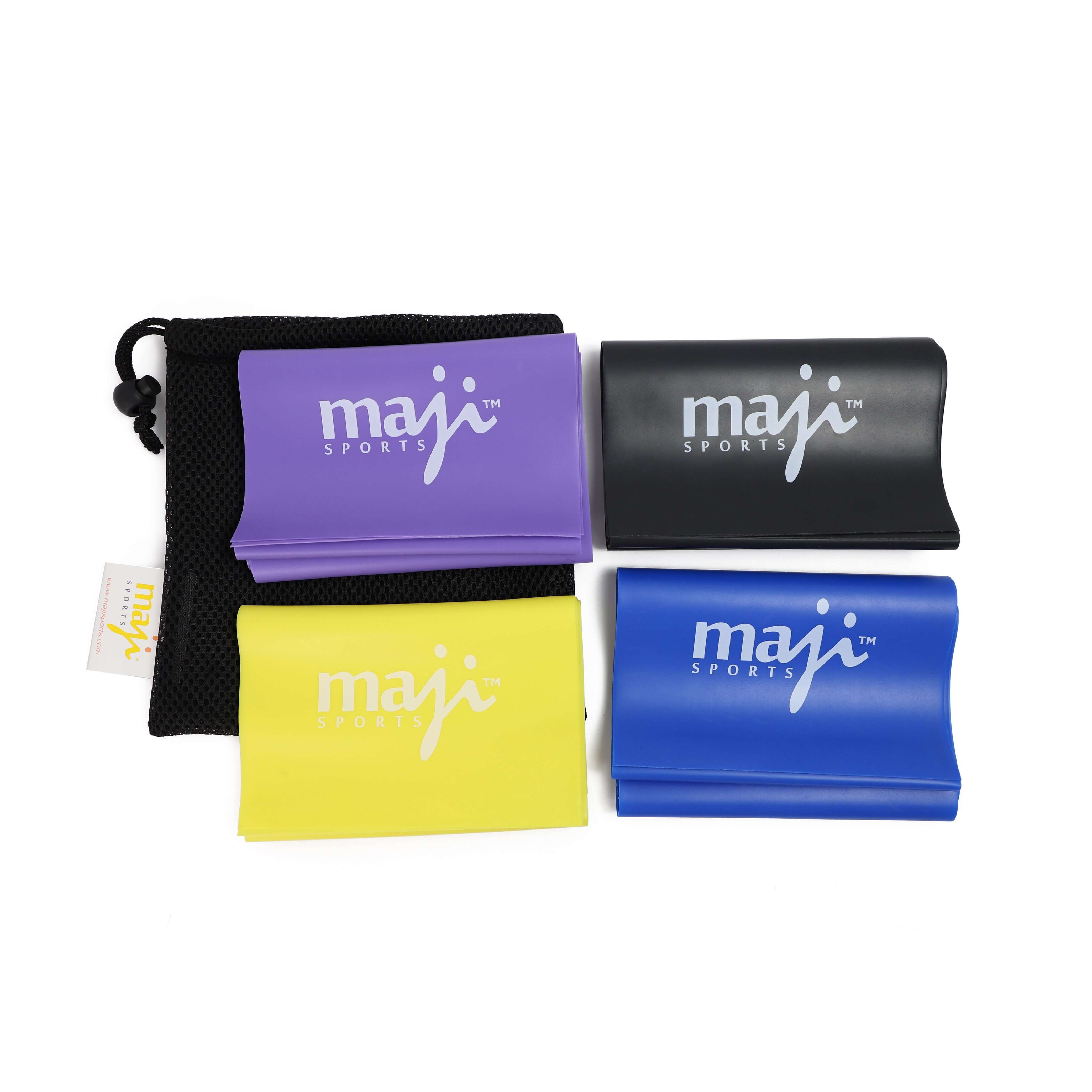 Maji Sports Full Body Exercise and Stretch Bands - Variable Resistance 4 Pack by Jupiter Gear