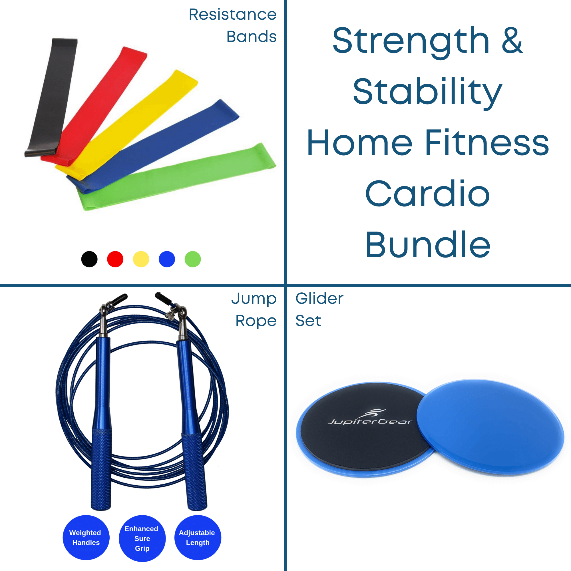 Strength & Stability Home Fitness Cardio Bundle by Jupiter Gear