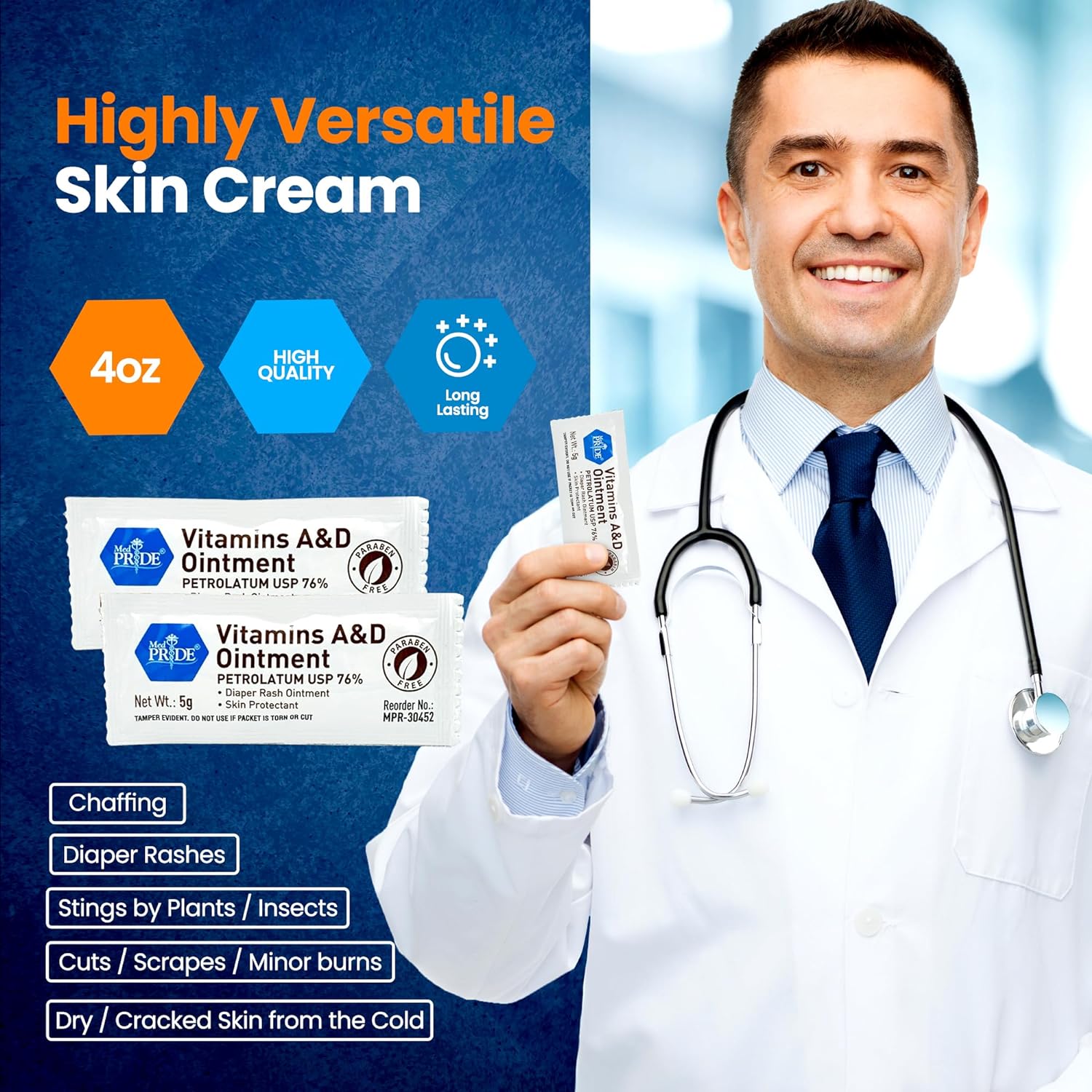 MedPride Vitamins A & D Ointment - 5g Packets - 144 packets/box, Case of 6 (864Count)